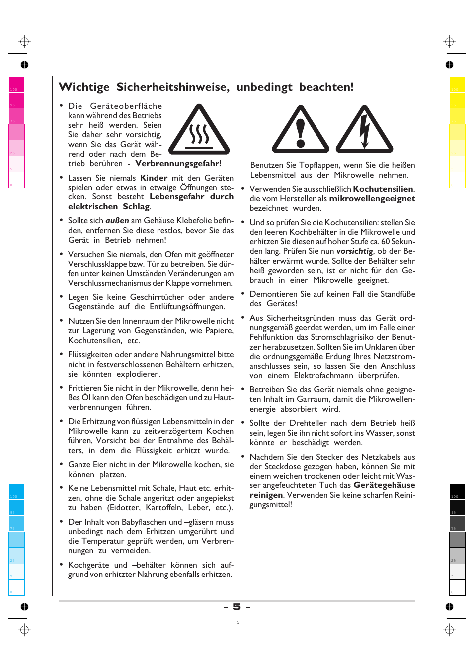 Wichtige sicherheitshinweise, unbedingt beachten | AMICA MW 13150 W DE User Manual | Page 5 / 132