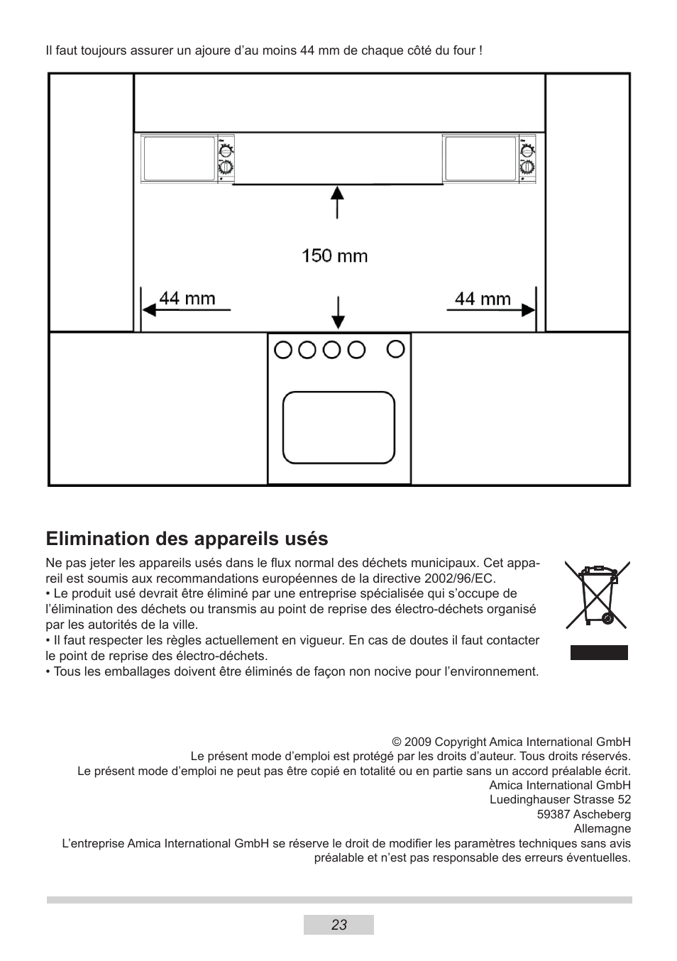 Elimination des appareils usés | AMICA MW 13150 W DE User Manual | Page 83 / 132