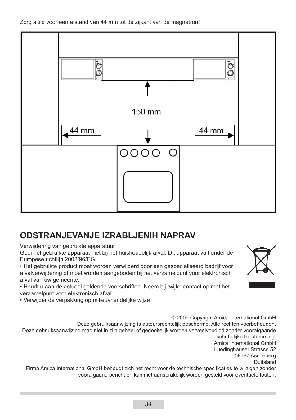 Odstranjevanje izrabljenih naprav | AMICA MW 13150 W DE User Manual | Page 94 / 132