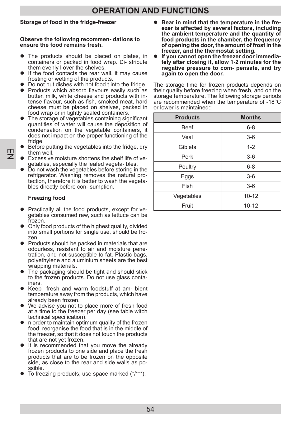 Operation and functions | AMICA EVKS 16404 DE User Manual | Page 54 / 84