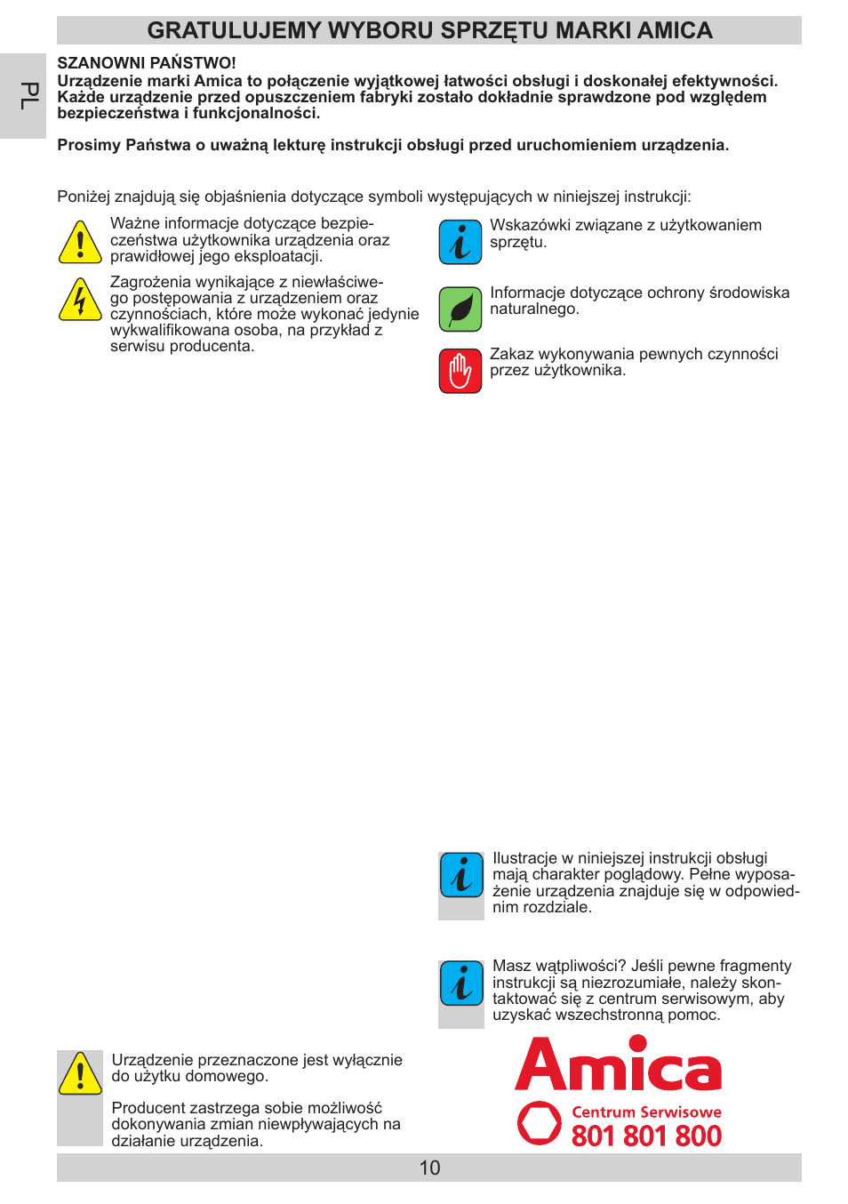 Gratulujemy wyboru sprzętu marki amica | AMICA EVKS 16182 DE User Manual | Page 10 / 92