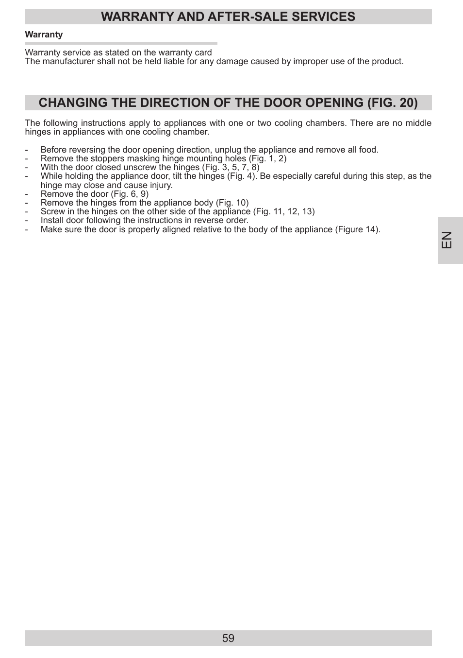 Warranty and after-sale services | AMICA EVKS 16182 DE User Manual | Page 59 / 92