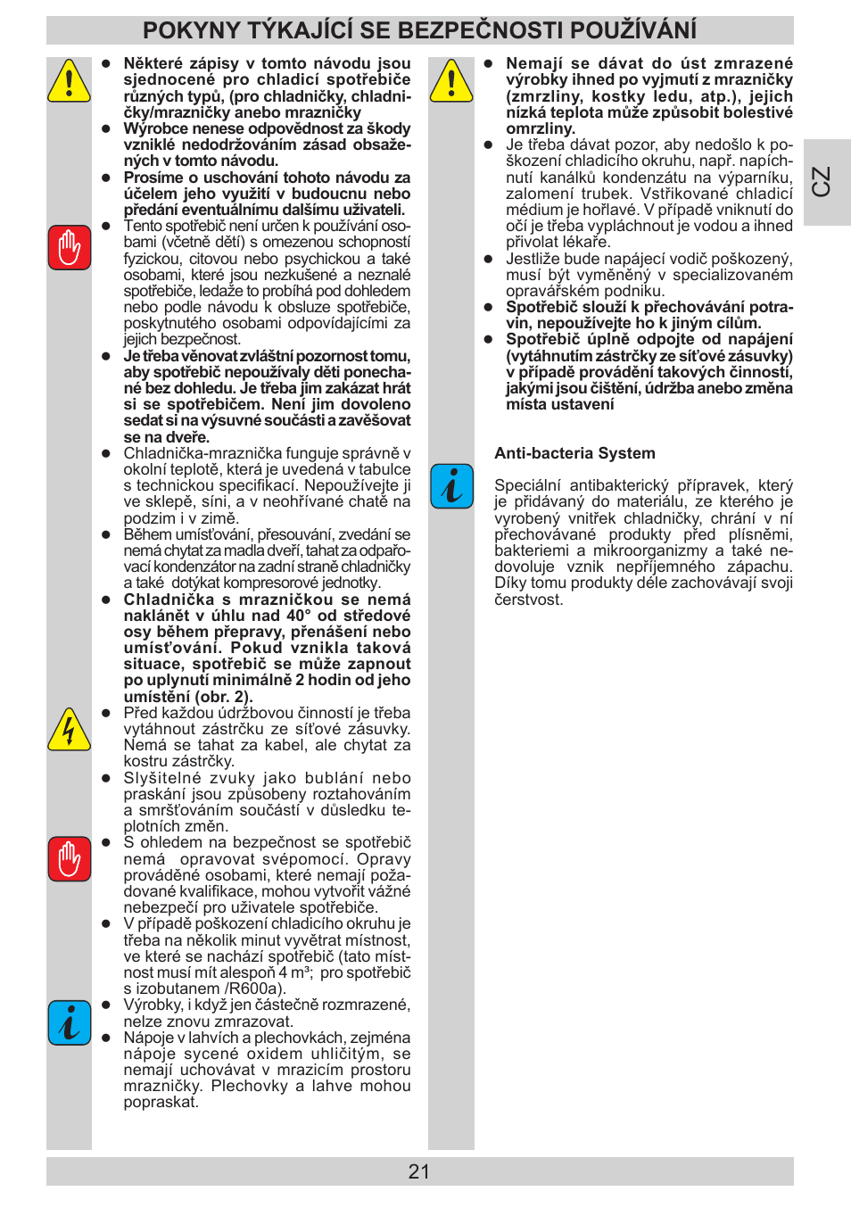 Pokyny týkající se bezpečnosti používání | AMICA EKS 16181 DE User Manual | Page 21 / 92