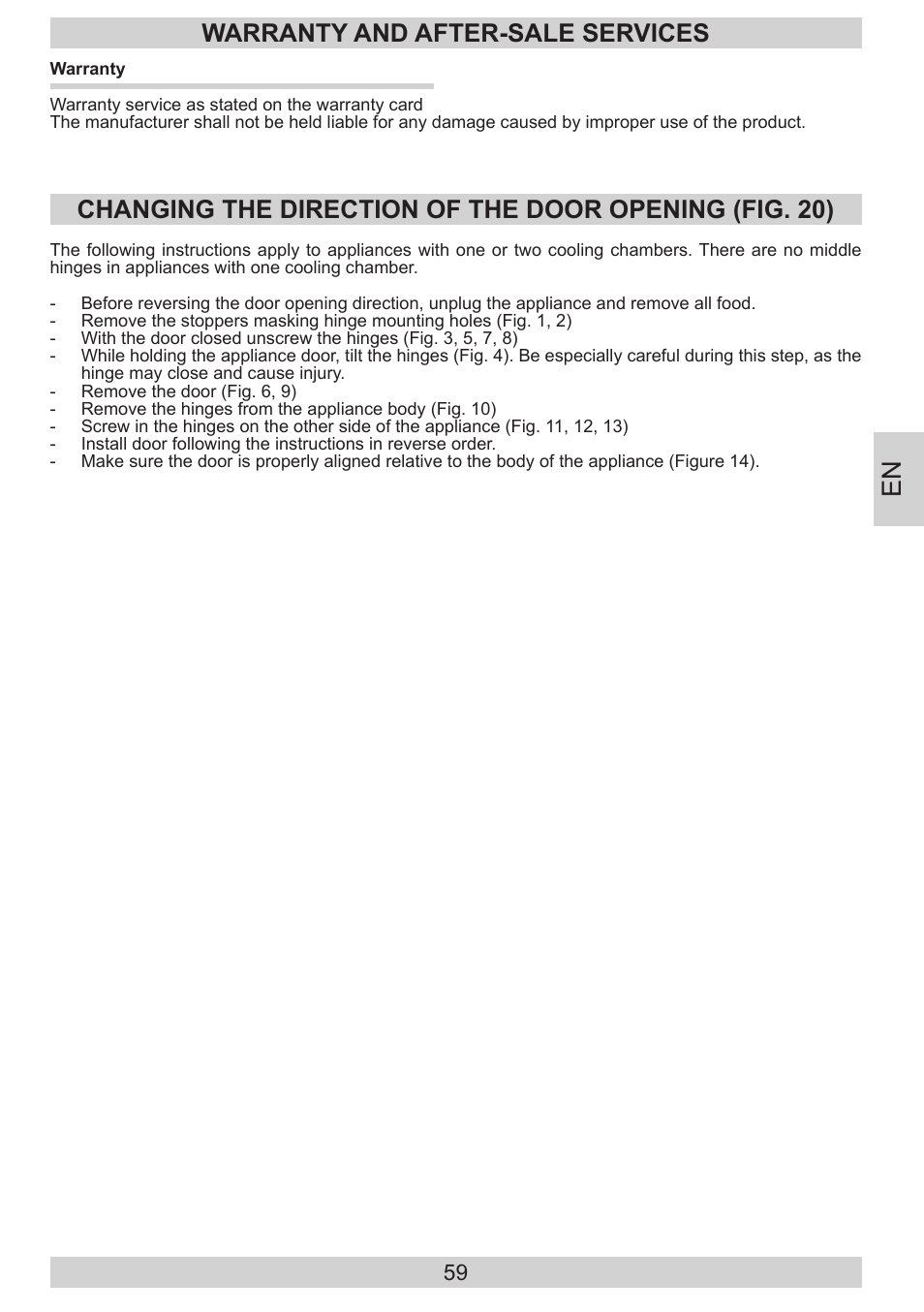 Warranty and after-sale services | AMICA EKS 16181 DE User Manual | Page 59 / 92