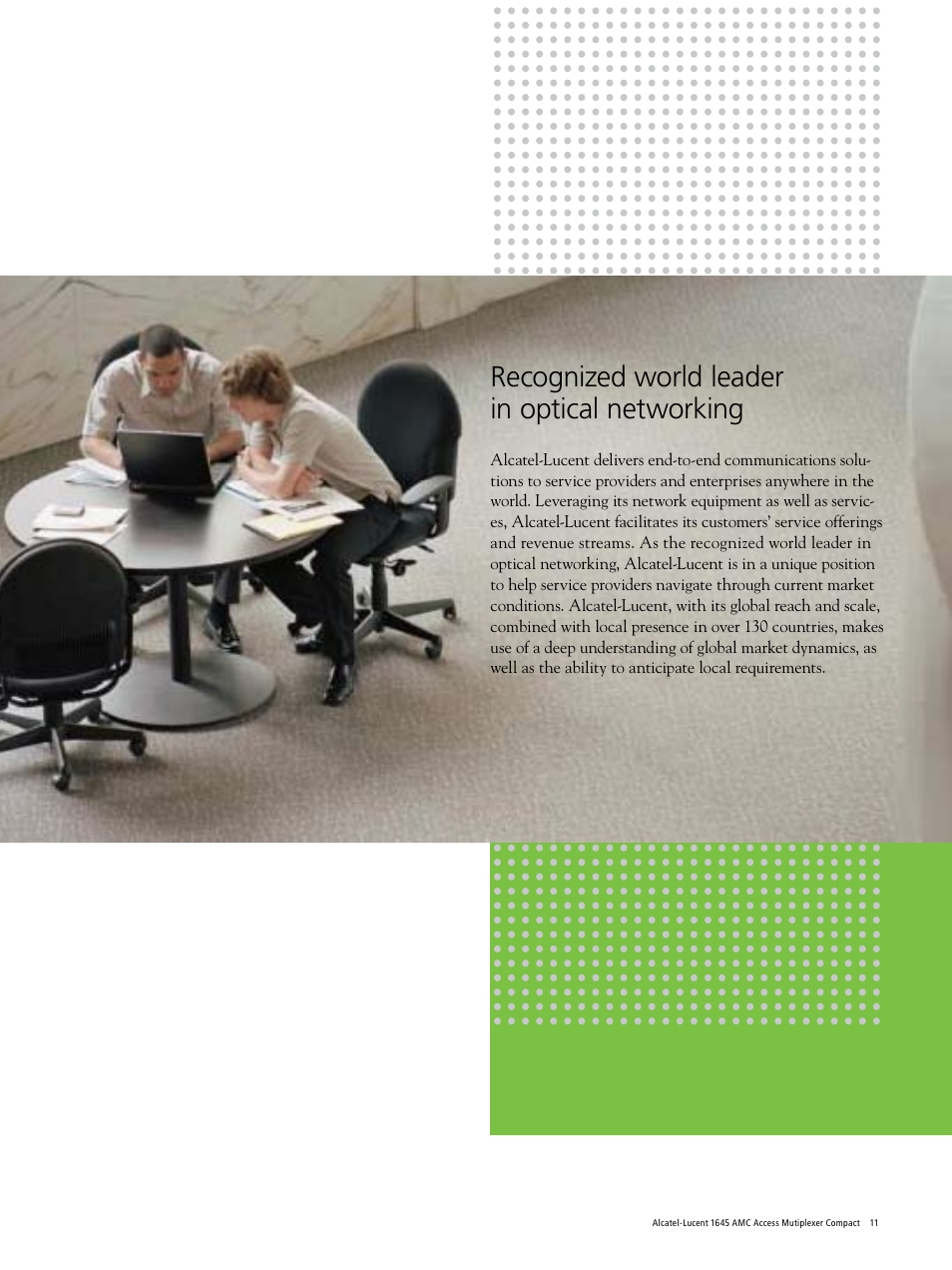 Recognized world leader in optical networking | Alcatel-Lucent 1645 AMC User Manual | Page 11 / 12