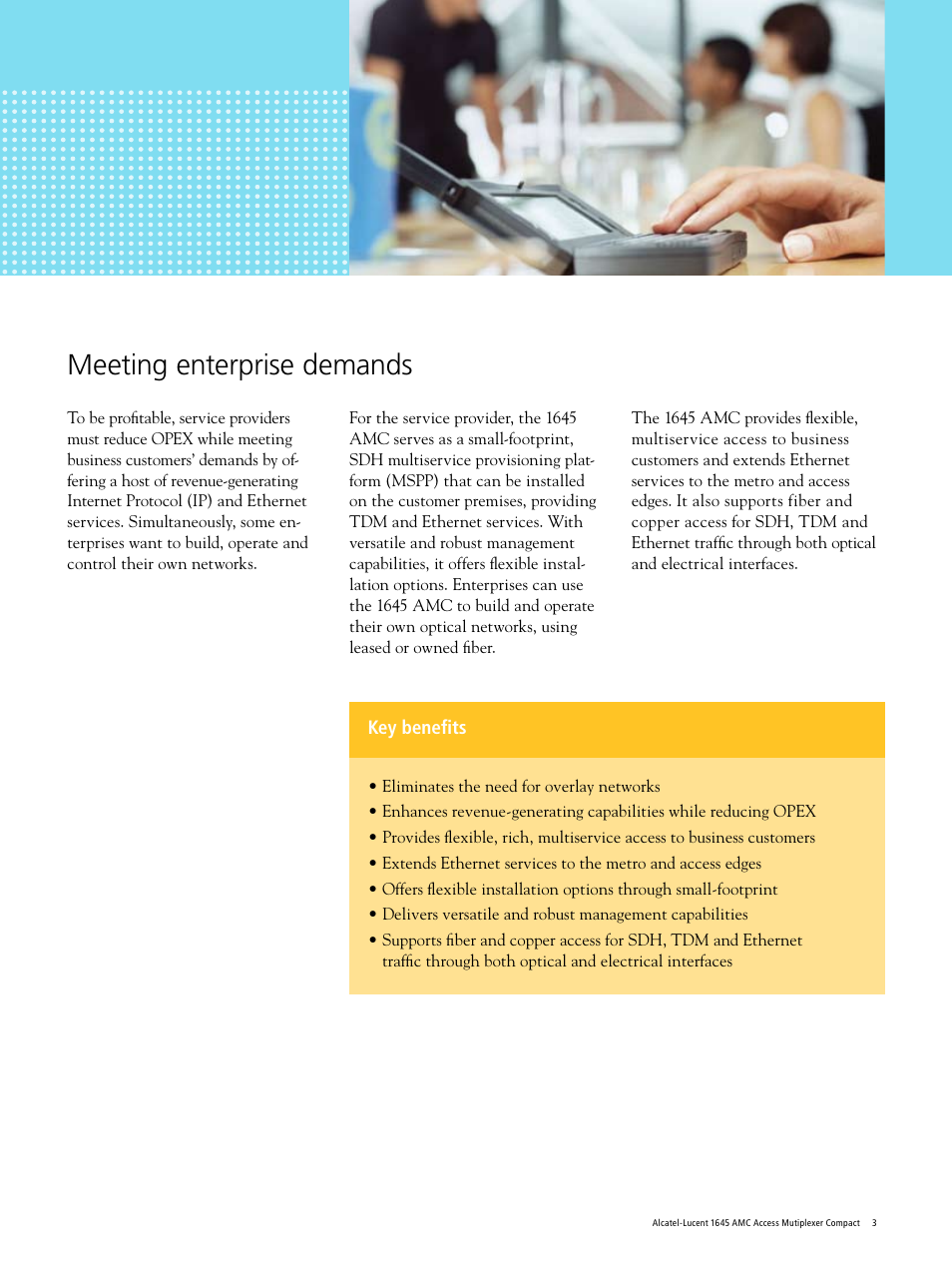 Meeting enterprise demands | Alcatel-Lucent 1645 AMC User Manual | Page 3 / 12
