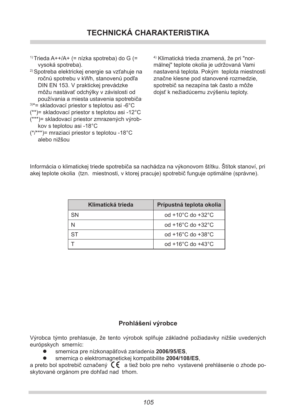 Technická charakteristika | AMICA EKS 16161 DE User Manual | Page 105 / 172