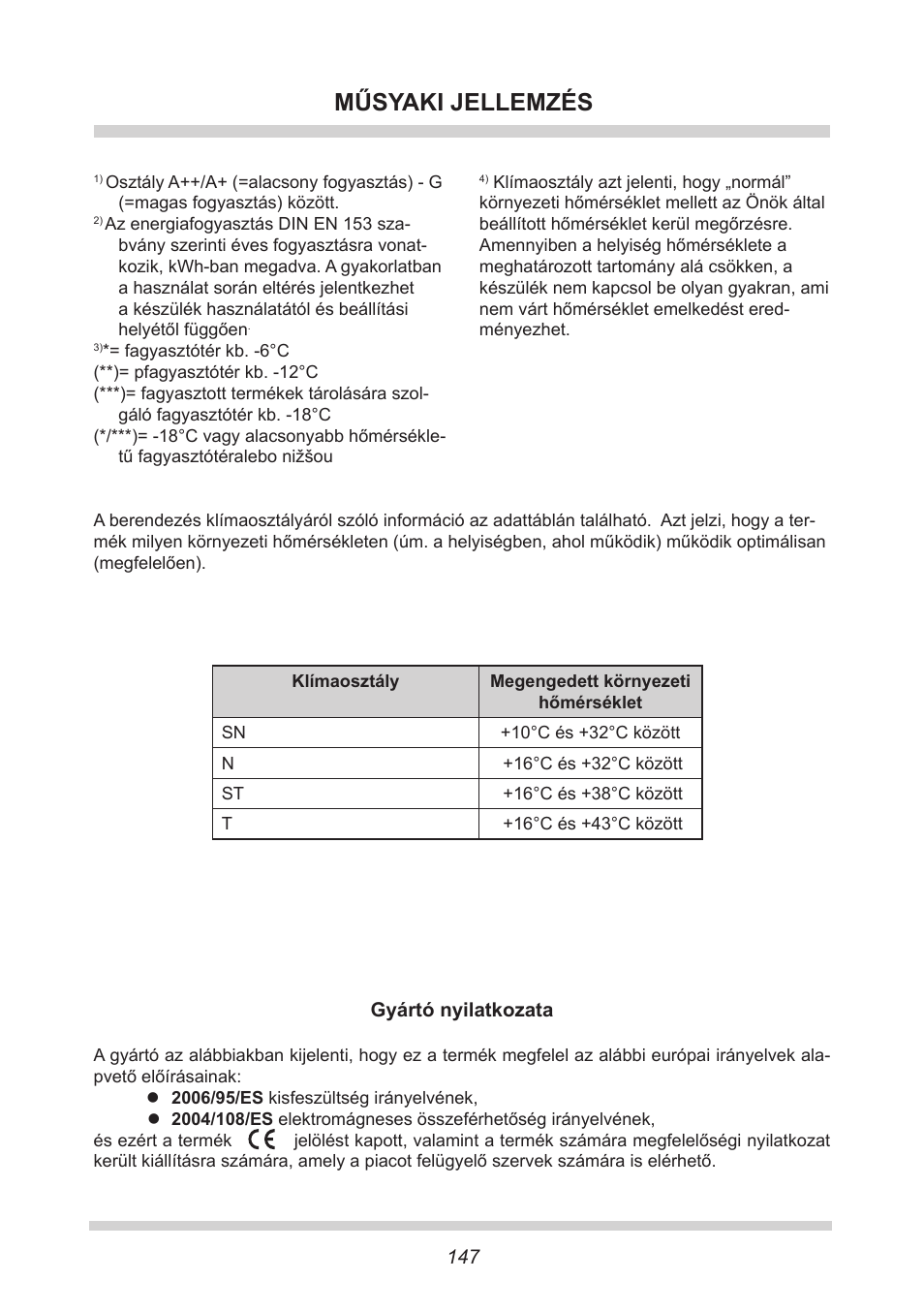 Műsyaki jellemzés | AMICA EKS 16161 DE User Manual | Page 147 / 172