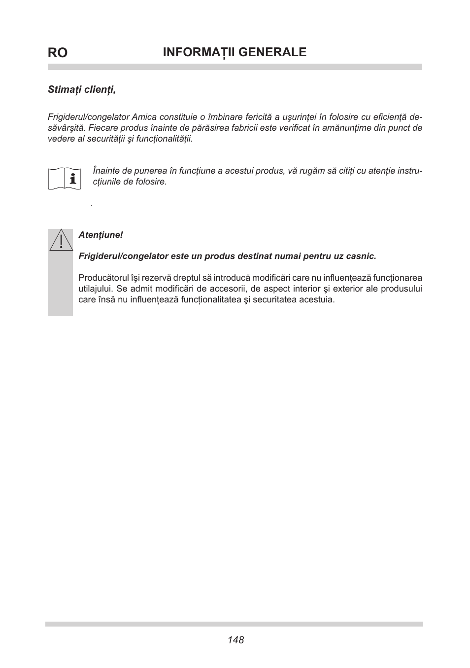 Informaţii generale | AMICA EKS 16161 DE User Manual | Page 148 / 172