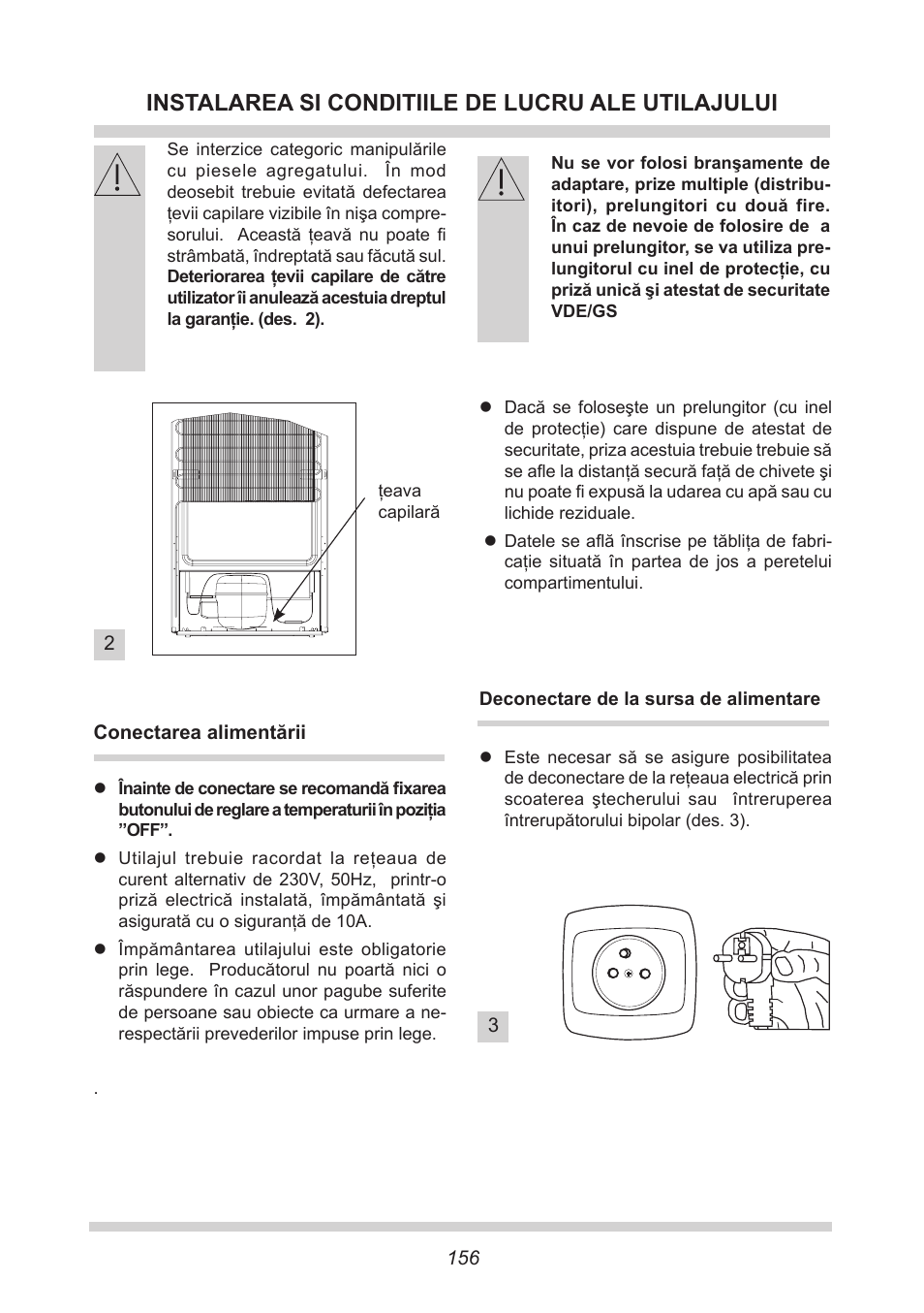 Instalarea si conditiile de lucru ale utilajului | AMICA EKS 16161 DE User Manual | Page 156 / 172