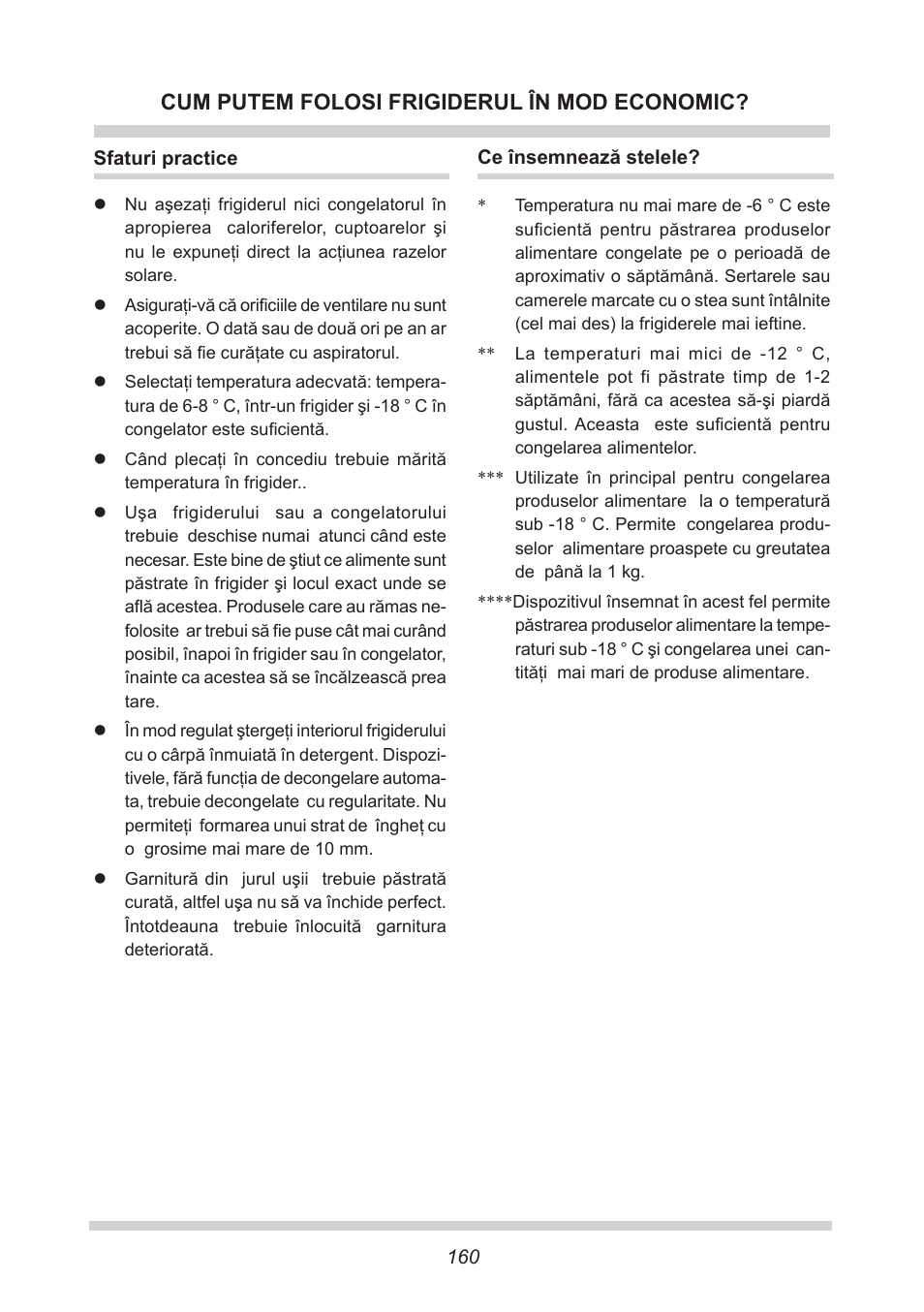 Cum putem folosi frigiderul în mod economic | AMICA EKS 16161 DE User Manual | Page 160 / 172