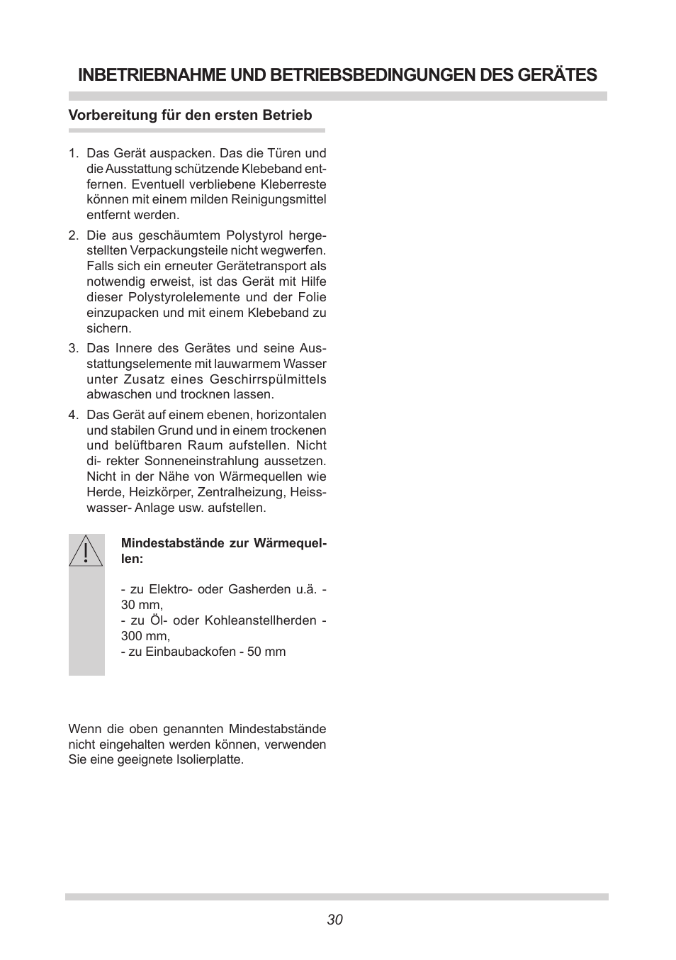 Inbetriebnahme und betriebsbedingungen des gerätes | AMICA EKS 16161 DE User Manual | Page 30 / 172