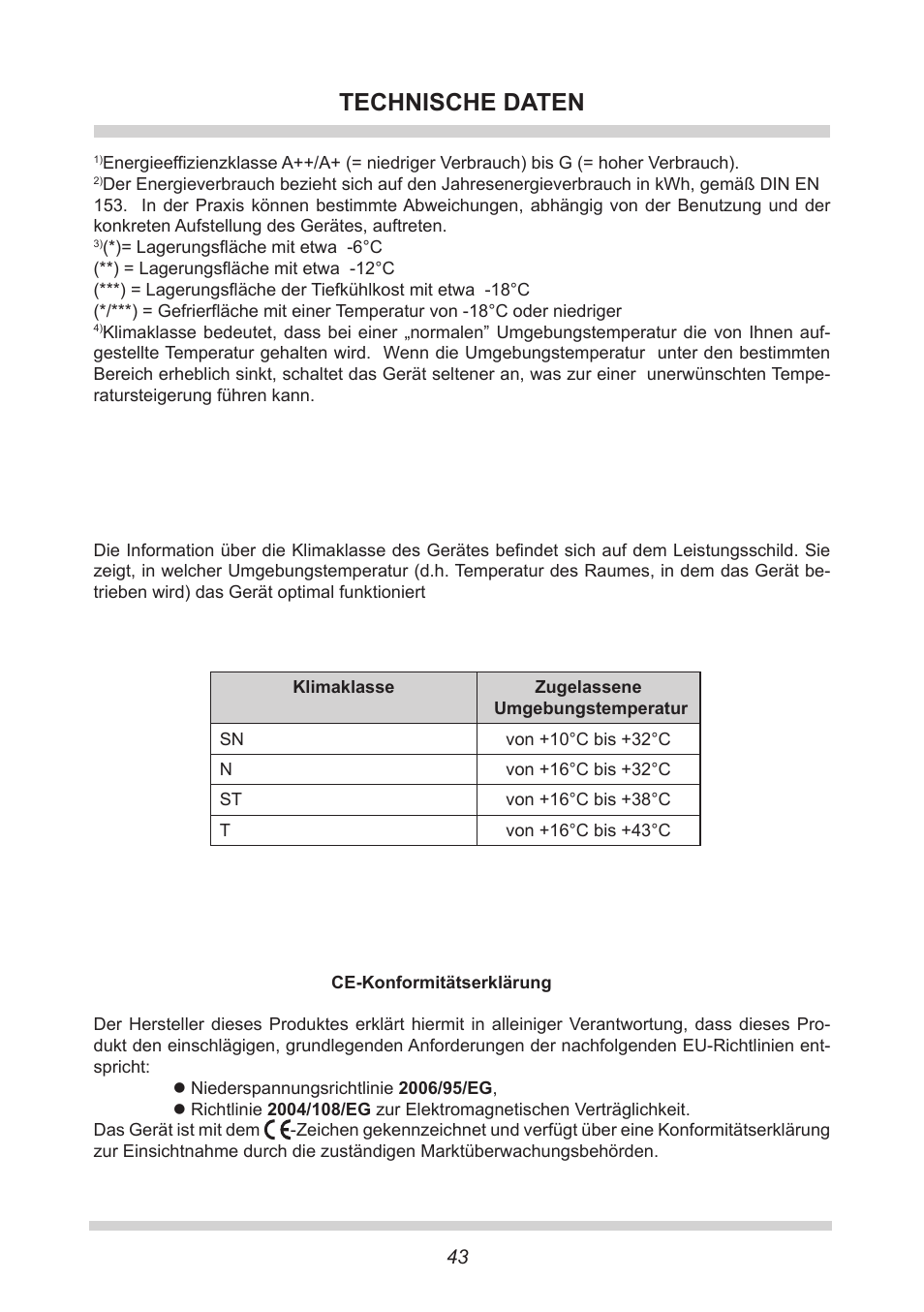 Technische daten | AMICA EKS 16161 DE User Manual | Page 43 / 172