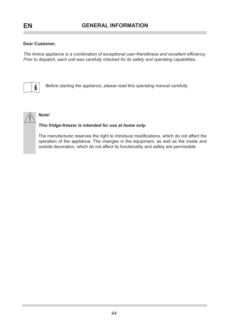 AMICA EKS 16161 DE User Manual | Page 44 / 172