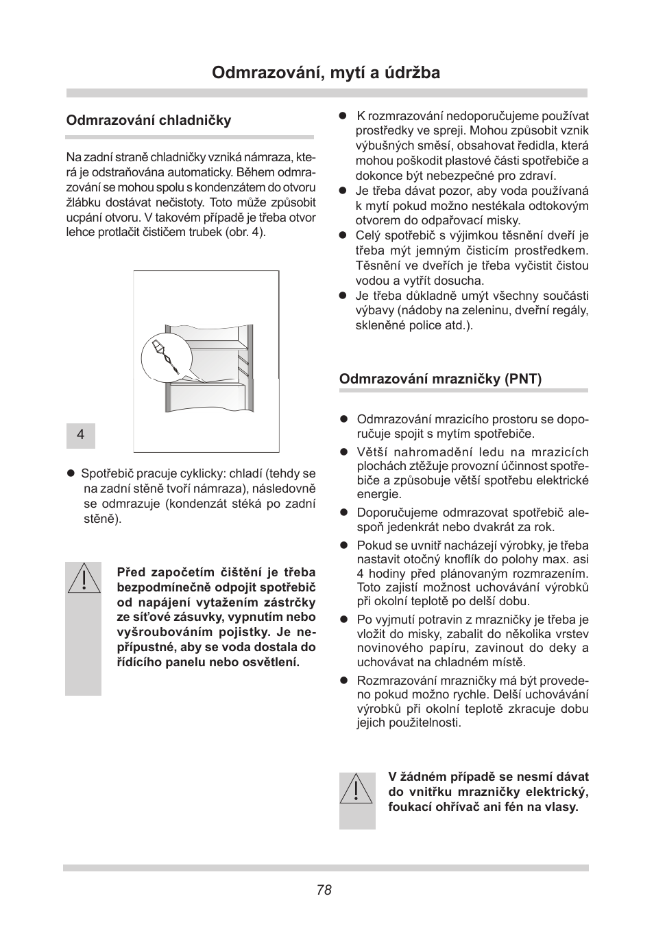 Odmrazování, mytí a údržba | AMICA EKS 16161 DE User Manual | Page 78 / 172