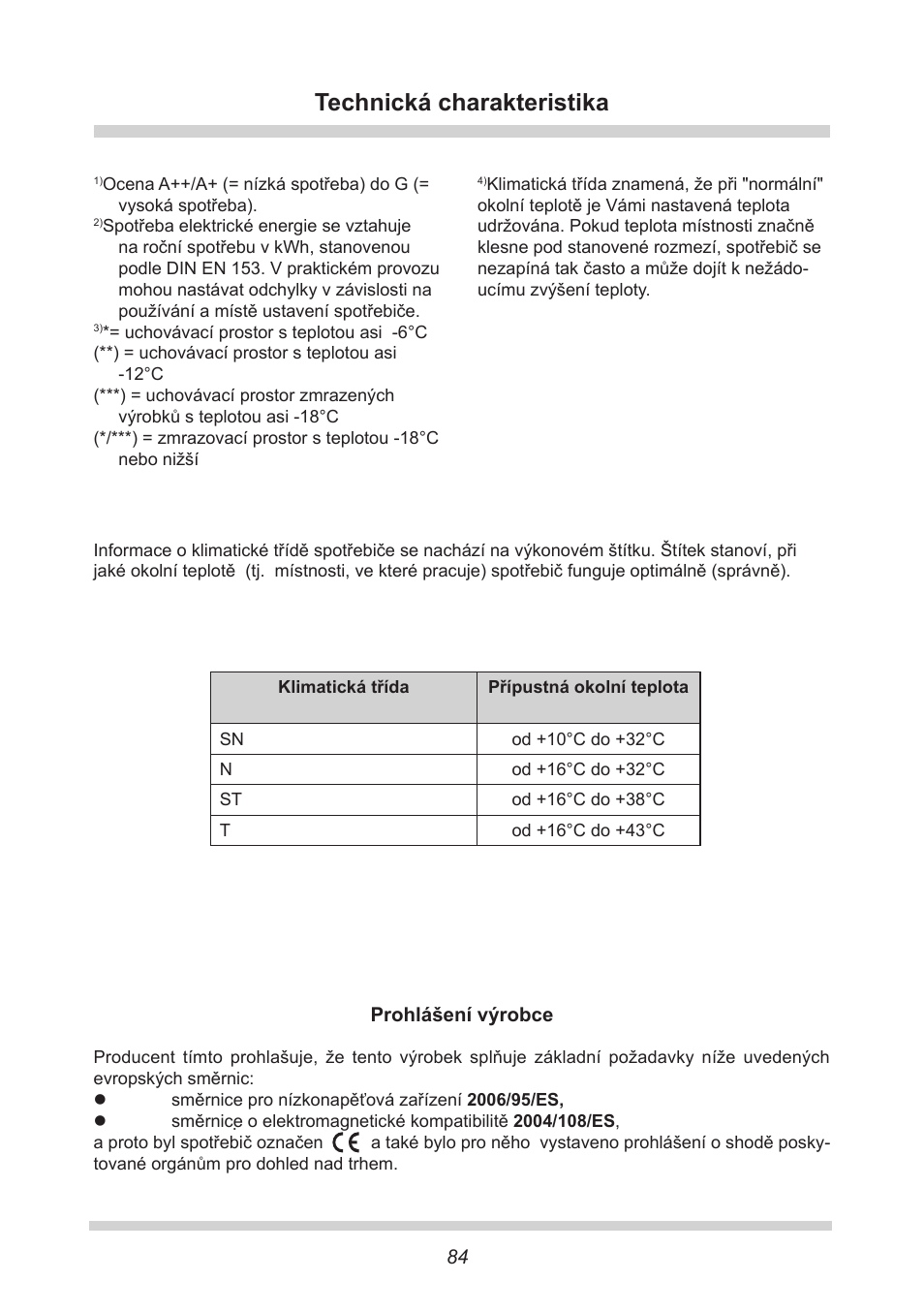 Technická charakteristika | AMICA EKS 16161 DE User Manual | Page 84 / 172