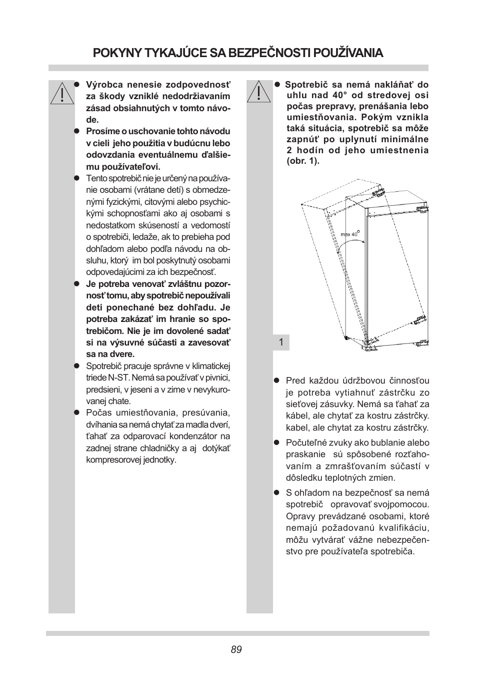 Pokyny tykajúce sa bezpečnosti používania | AMICA EKS 16161 DE User Manual | Page 89 / 172