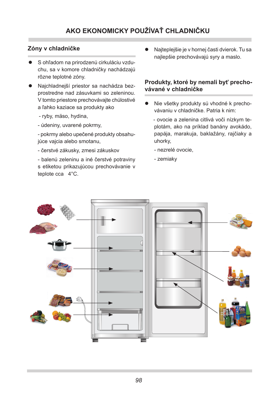 Ako ekonomicky používať chladničku | AMICA EKS 16161 DE User Manual | Page 98 / 172