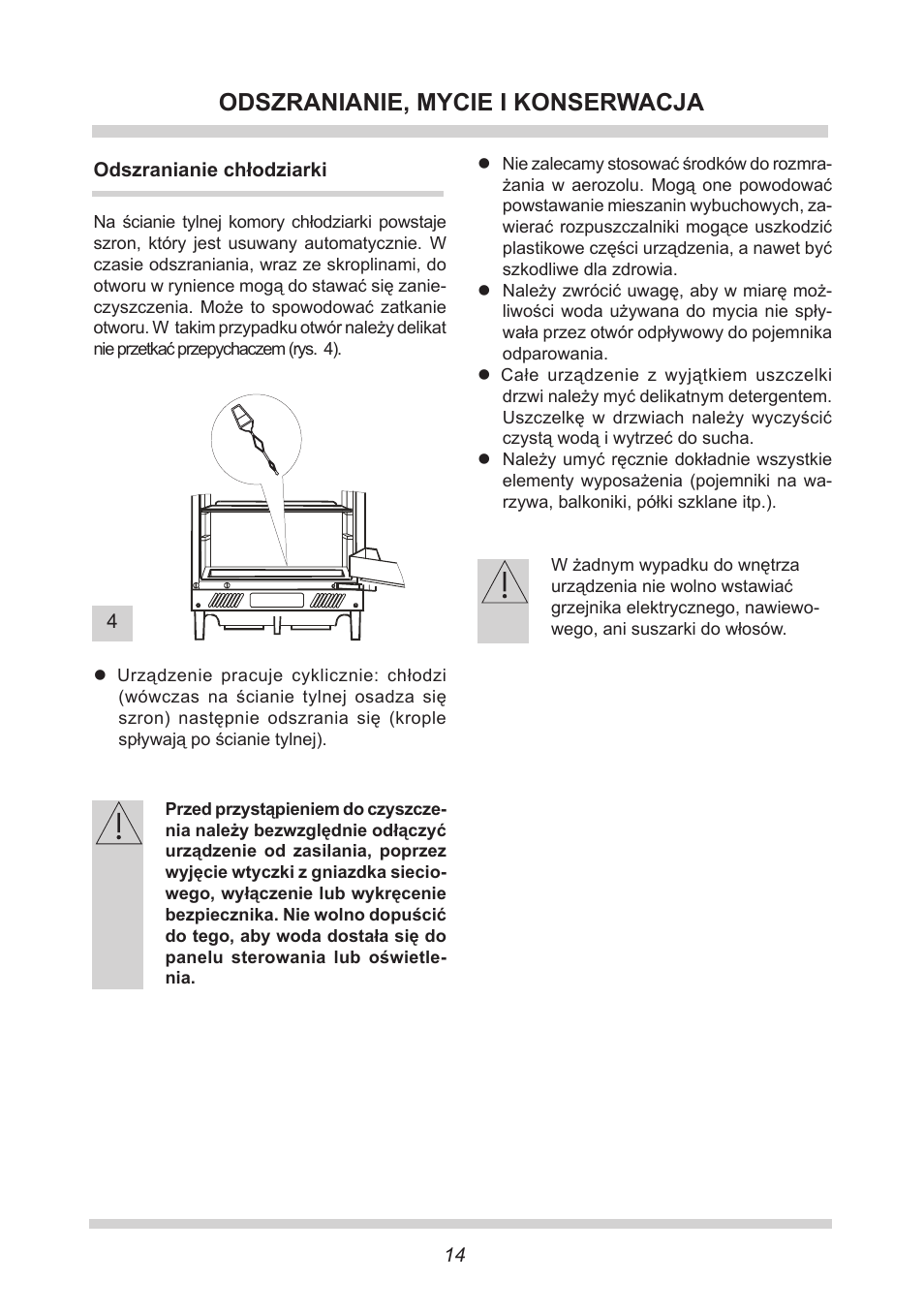 Odszranianie, mycie i konserwacja | AMICA UVKS 16149 DE User Manual | Page 14 / 156