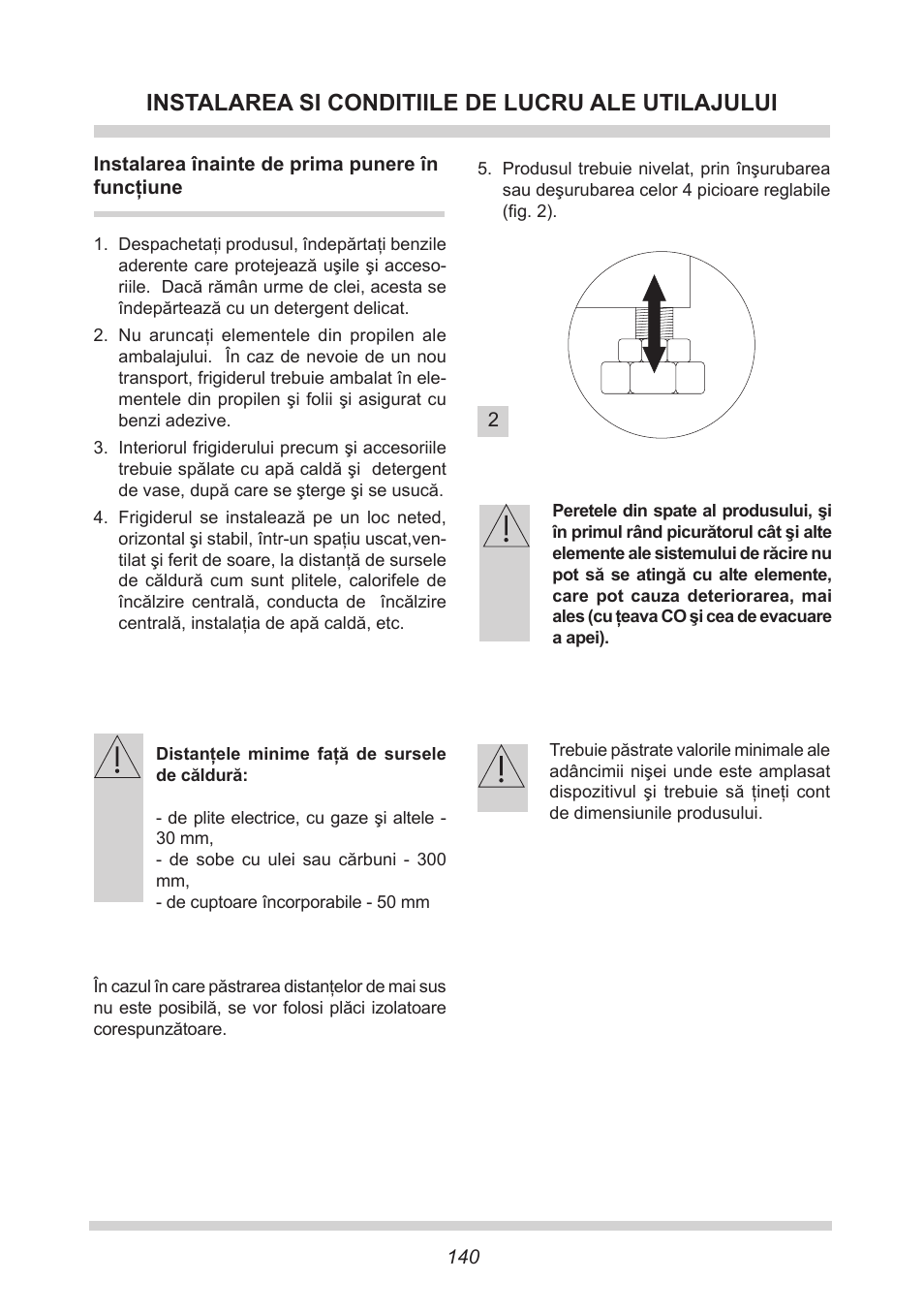 Instalarea si conditiile de lucru ale utilajului | AMICA UVKS 16149 DE User Manual | Page 140 / 156