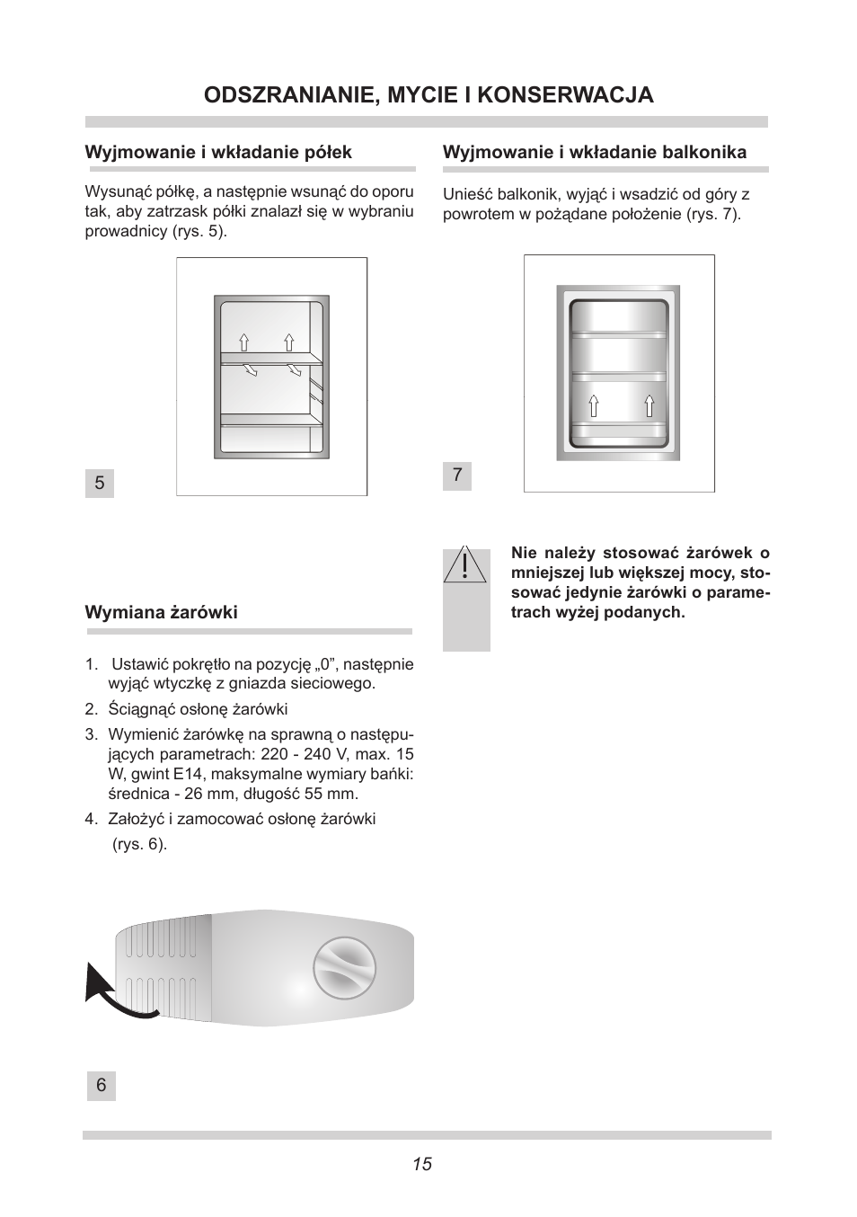 Odszranianie, mycie i konserwacja | AMICA UVKS 16149 DE User Manual | Page 15 / 156