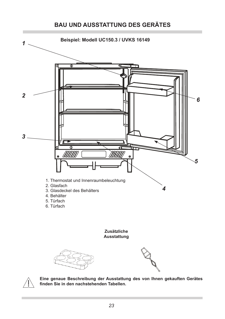 Bau und ausstattung des gerätes | AMICA UVKS 16149 DE User Manual | Page 23 / 156