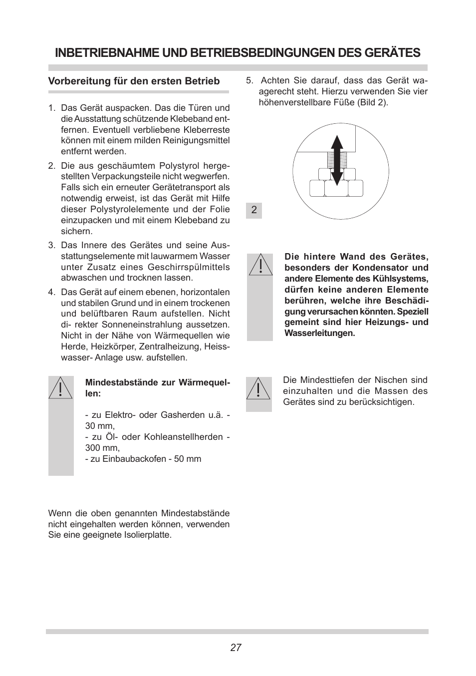 Inbetriebnahme und betriebsbedingungen des gerätes | AMICA UVKS 16149 DE User Manual | Page 27 / 156