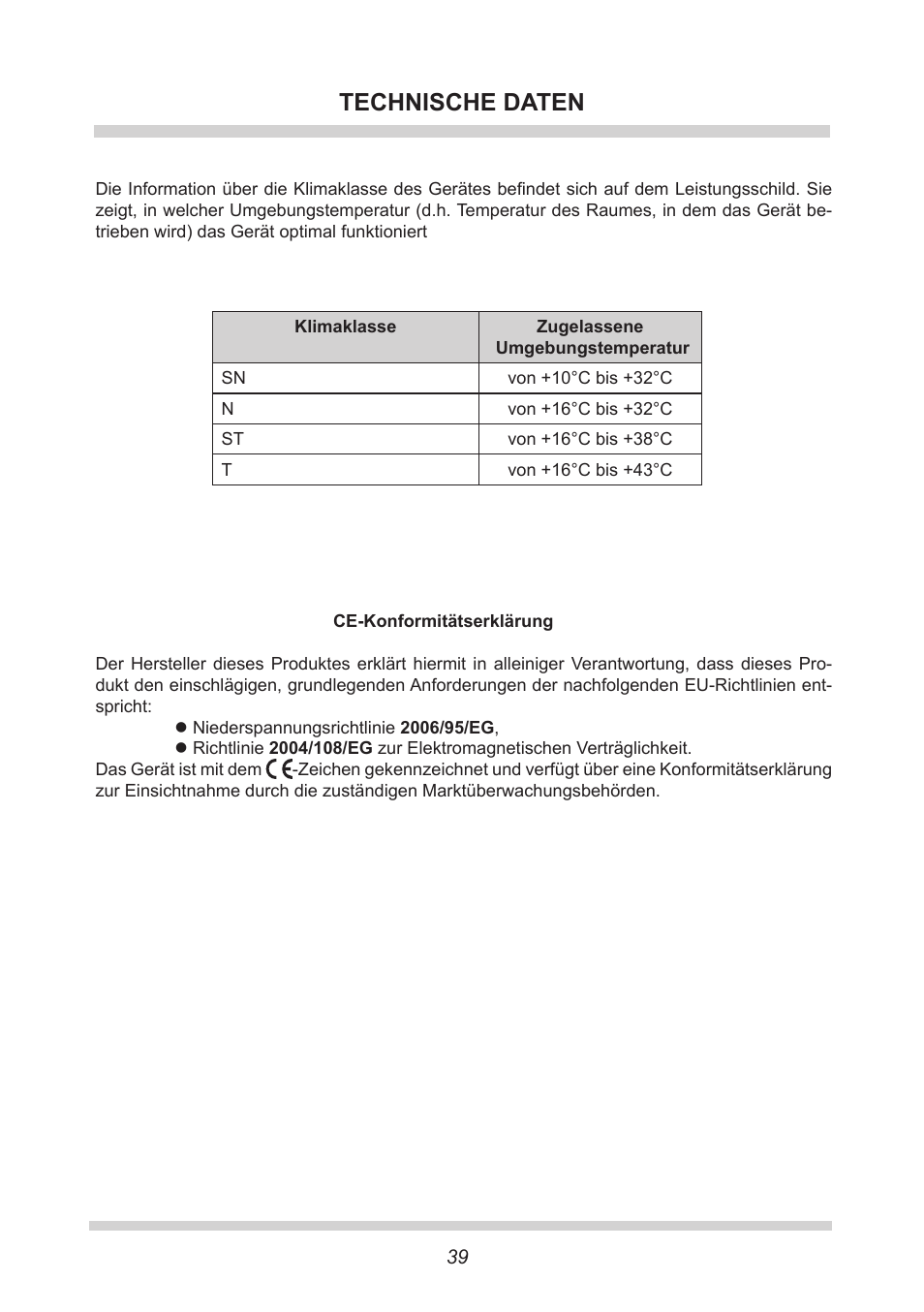 Technische daten | AMICA UVKS 16149 DE User Manual | Page 39 / 156