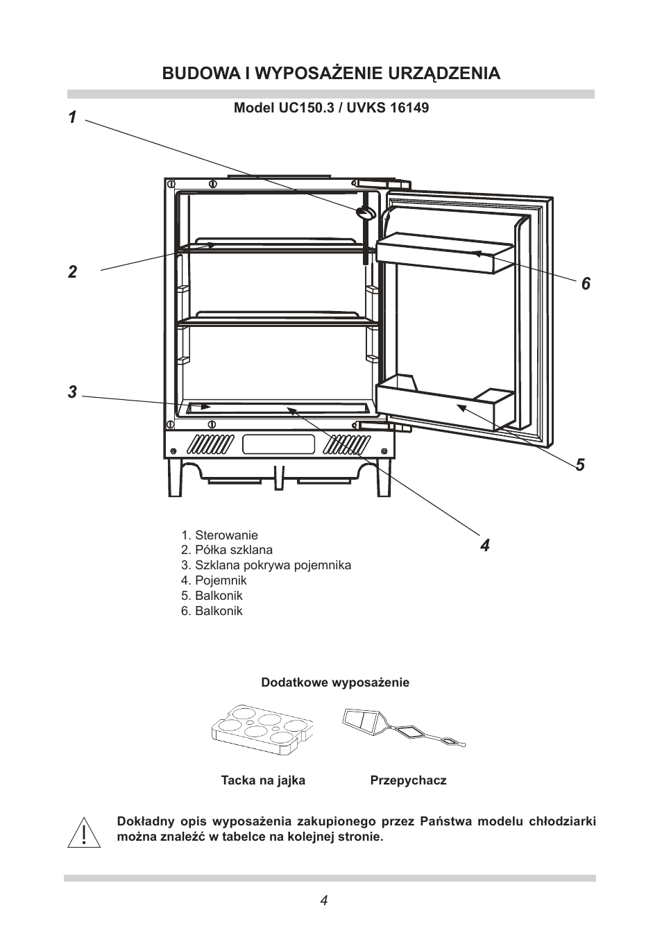 Budowa i wyposażenie urządzenia | AMICA UVKS 16149 DE User Manual | Page 4 / 156