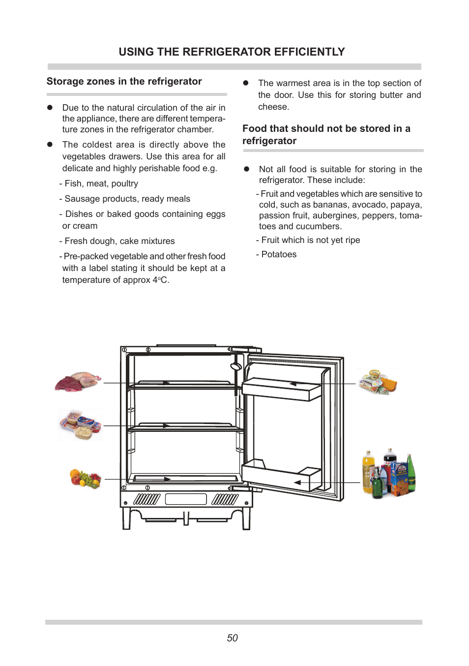 Using the refrigerator efficiently | AMICA UVKS 16149 DE User Manual | Page 50 / 156