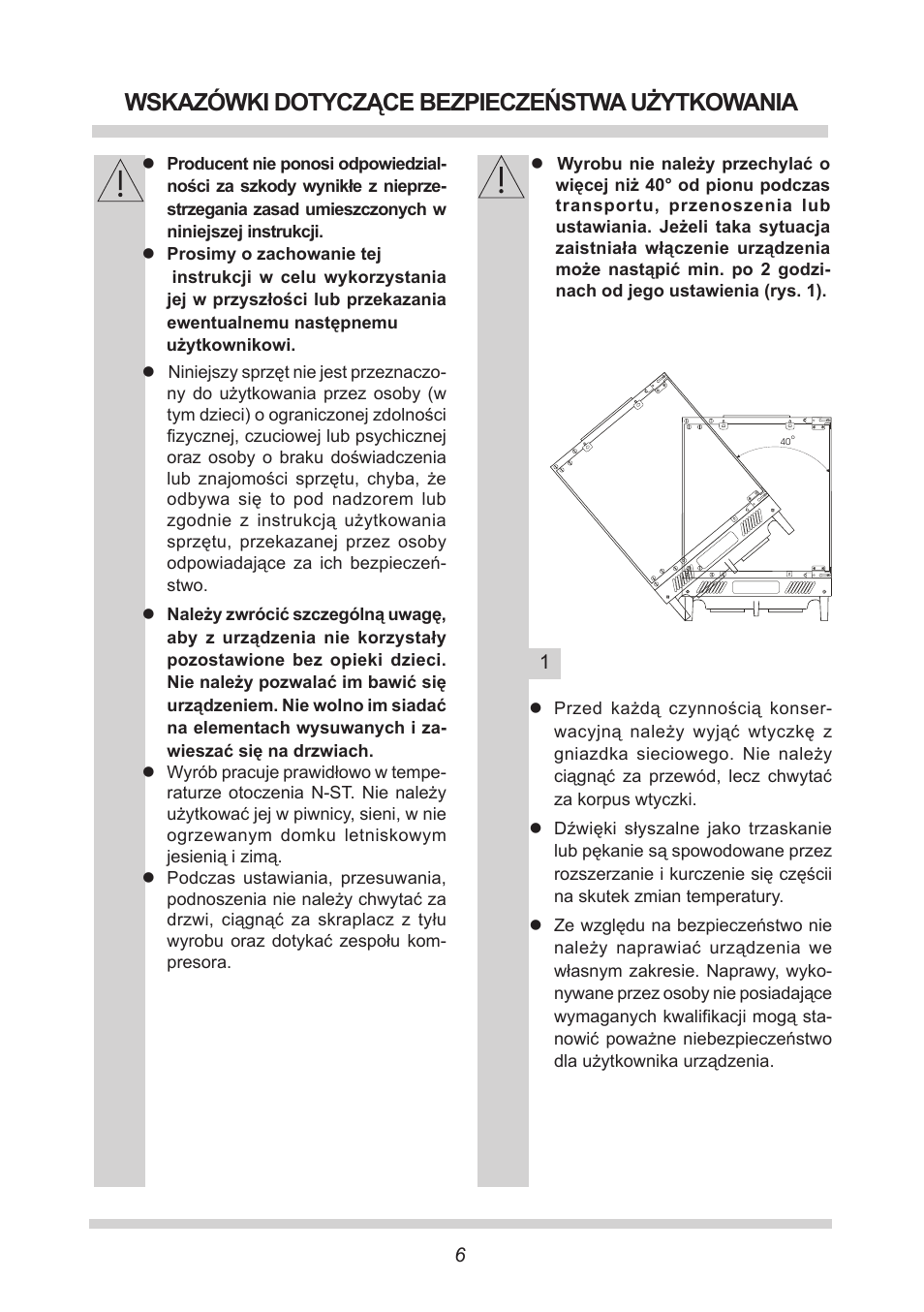 Wskazówki dotyczące bezpieczeństwa użytkowania | AMICA UVKS 16149 DE User Manual | Page 6 / 156