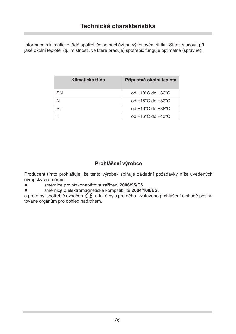 Technická charakteristika | AMICA UVKS 16149 DE User Manual | Page 76 / 156