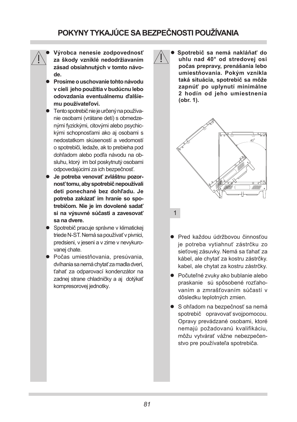 Pokyny tykajúce sa bezpečnosti používania | AMICA UVKS 16149 DE User Manual | Page 81 / 156