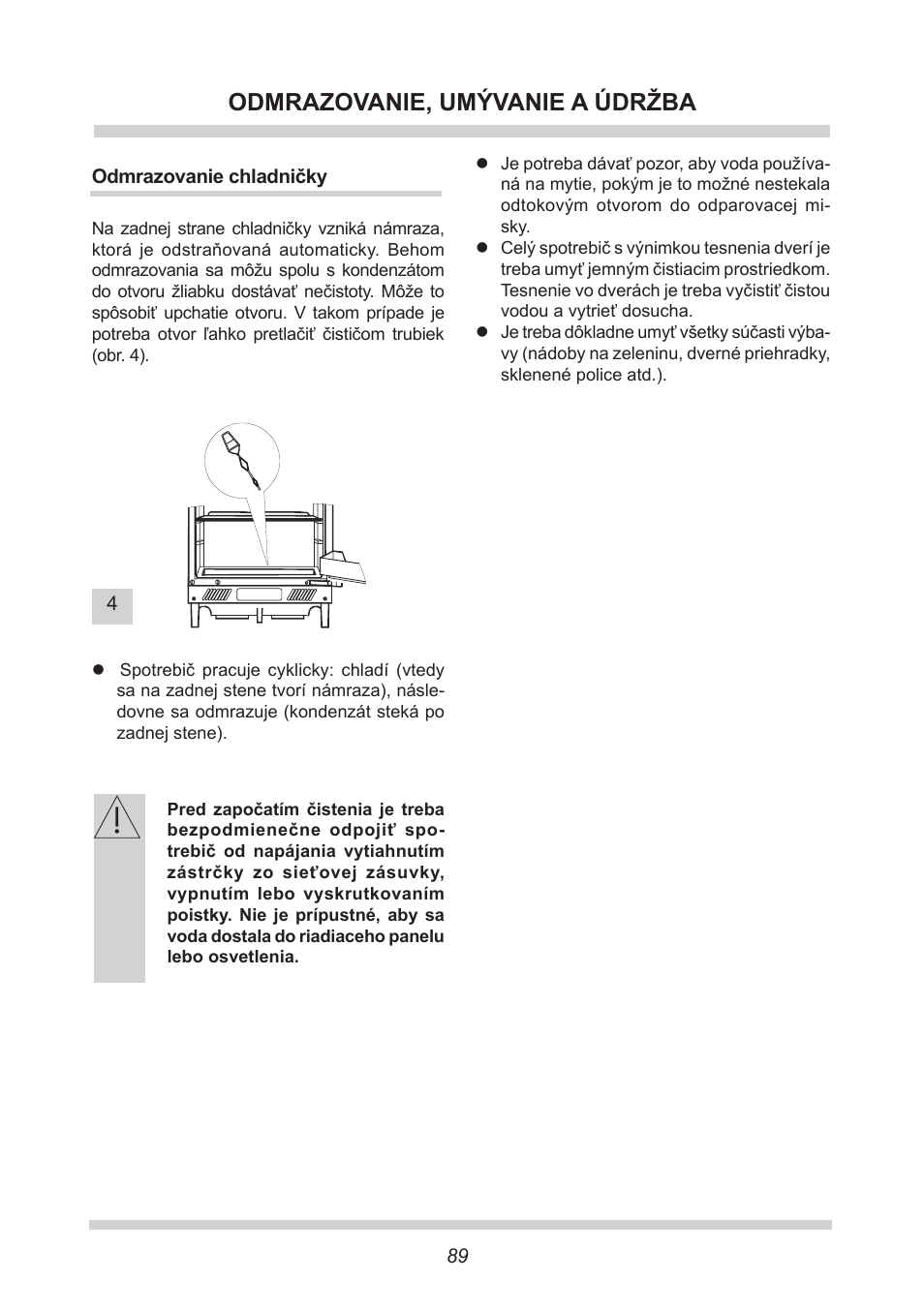 Odmrazovanie, umývanie a údržba | AMICA UVKS 16149 DE User Manual | Page 89 / 156