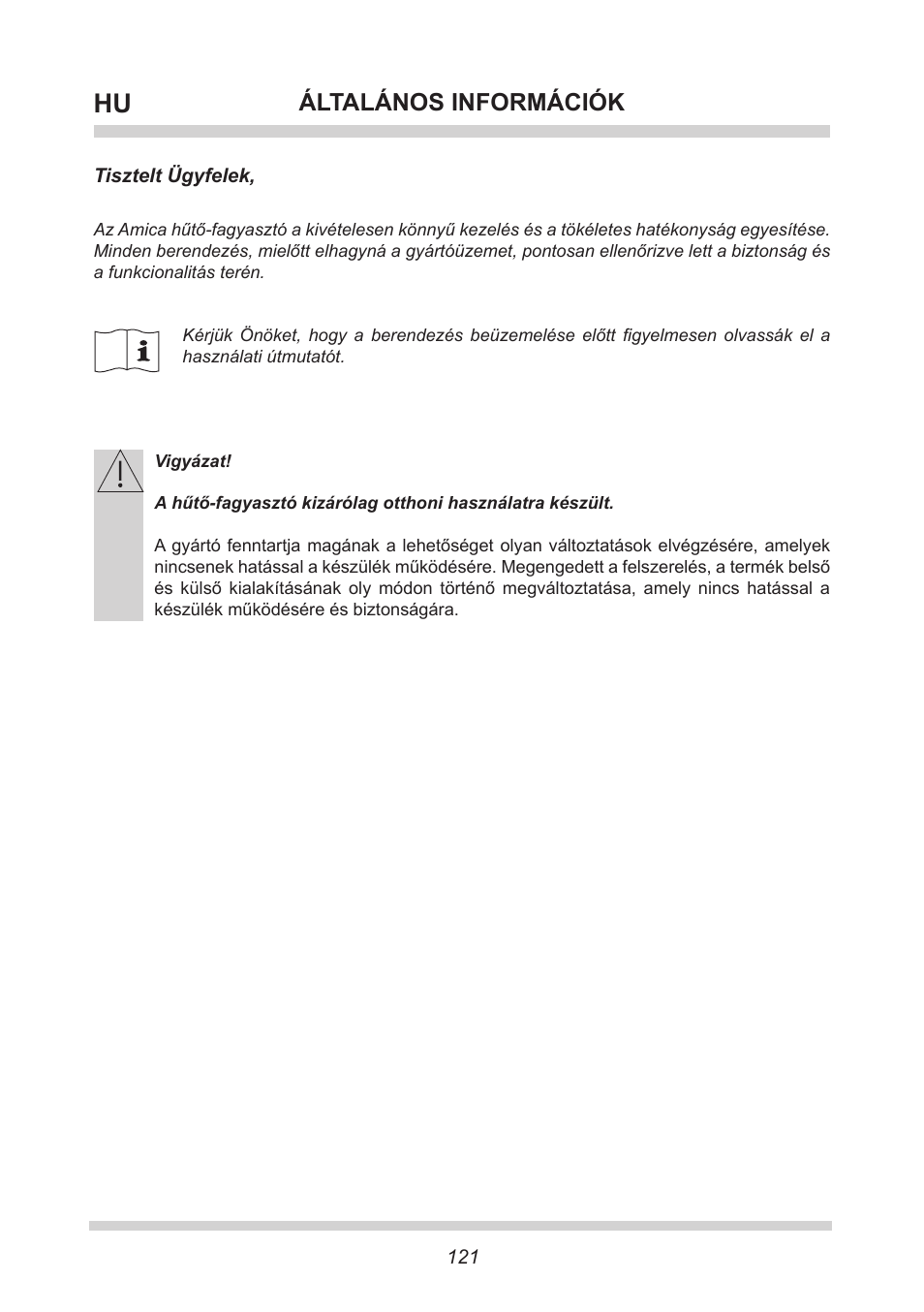 Általános információk | AMICA UKS 16147 DE User Manual | Page 121 / 164