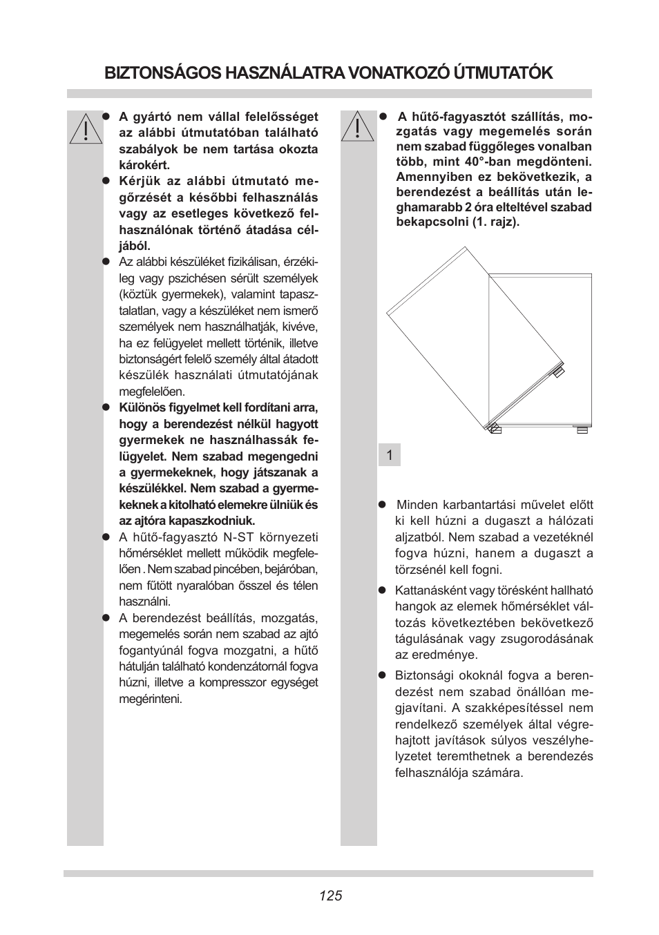 Biztonságos használatra vonatkozó útmutatók | AMICA UKS 16147 DE User Manual | Page 125 / 164