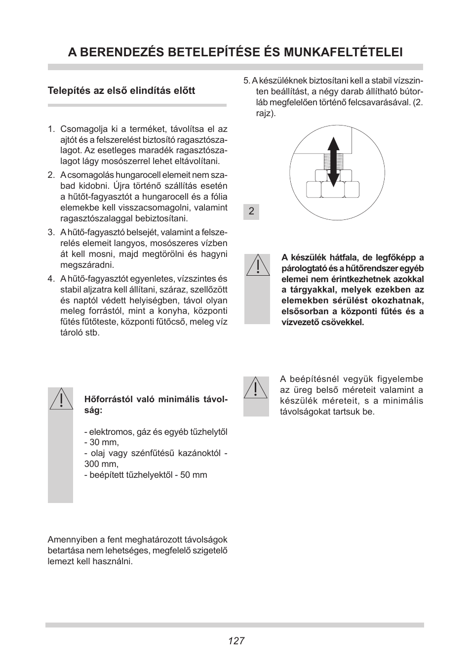 A berendezés betelepítése és munkafeltételei | AMICA UKS 16147 DE User Manual | Page 127 / 164