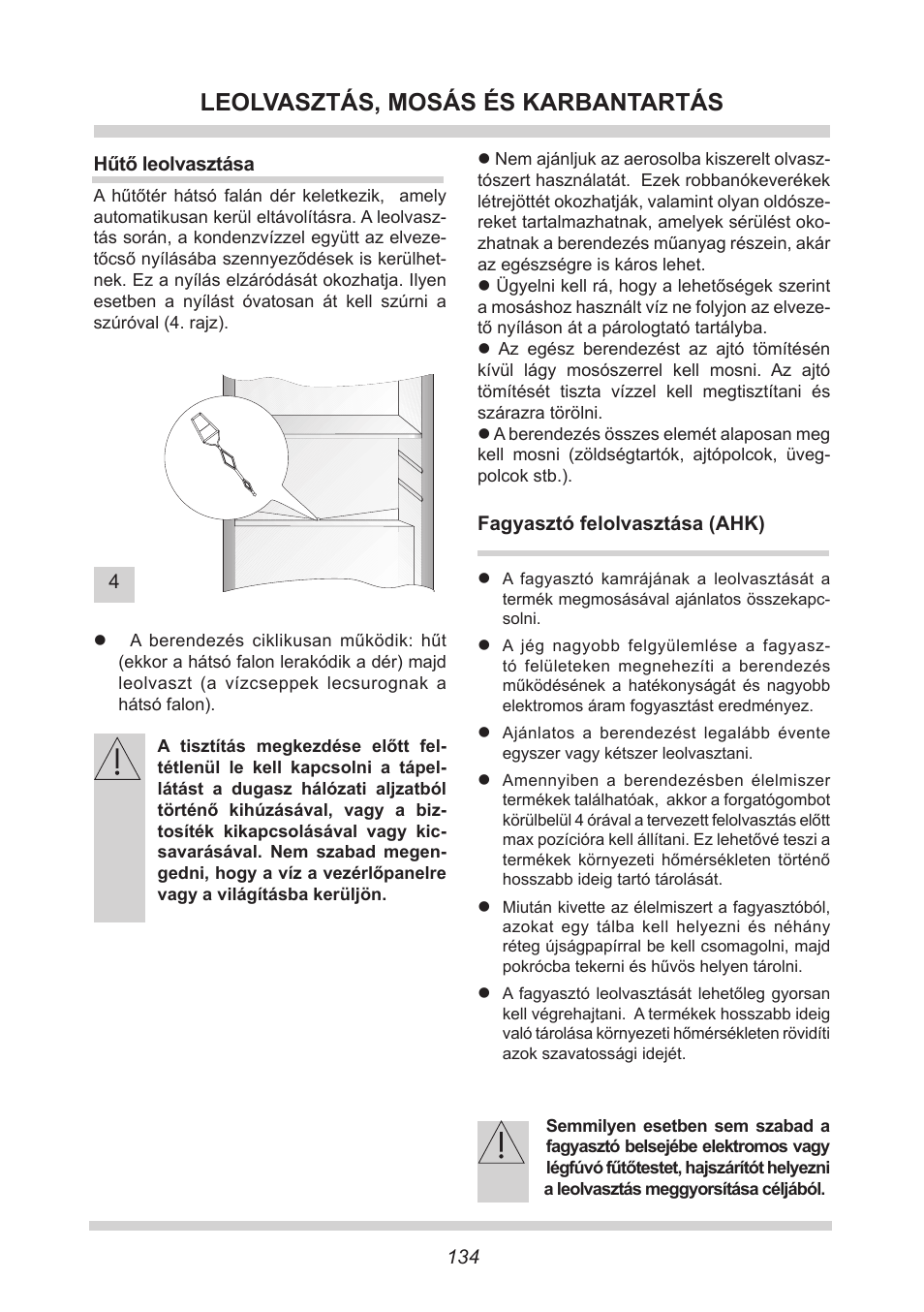 Leolvasztás, mosás és karbantartás | AMICA UKS 16147 DE User Manual | Page 134 / 164