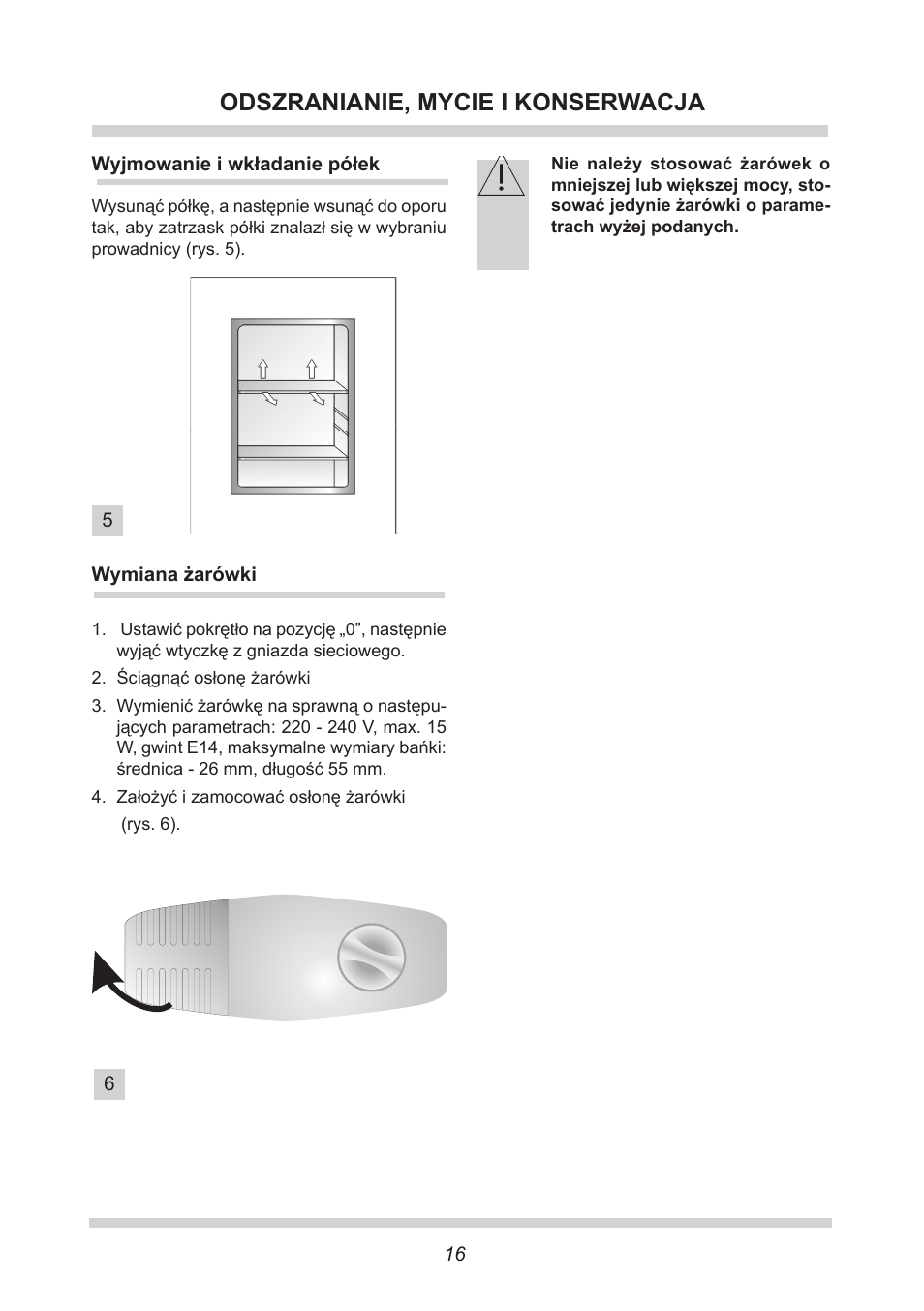 Odszranianie, mycie i konserwacja | AMICA UKS 16147 DE User Manual | Page 16 / 164