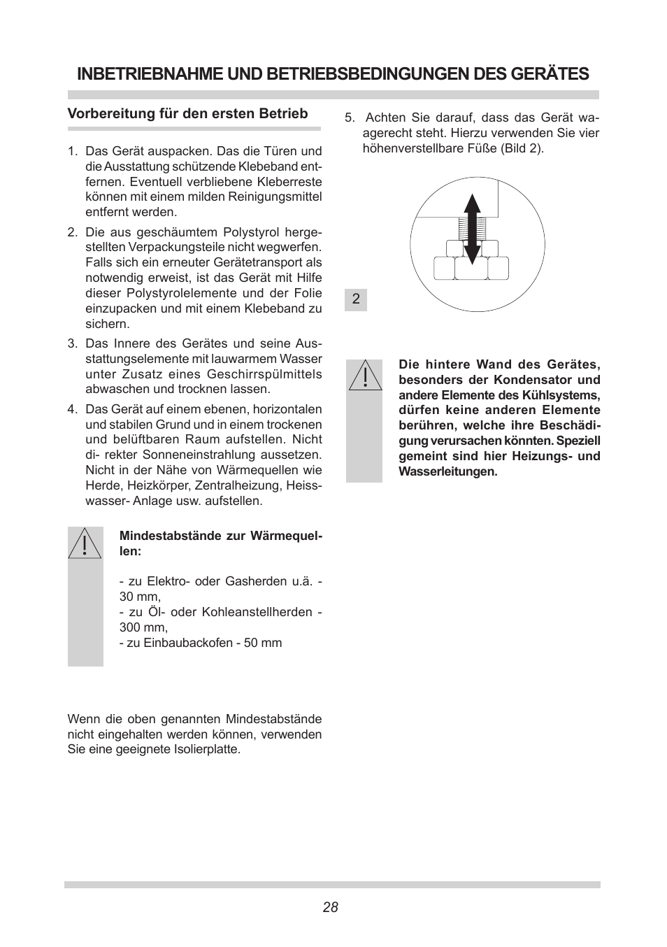 Inbetriebnahme und betriebsbedingungen des gerätes | AMICA UKS 16147 DE User Manual | Page 28 / 164