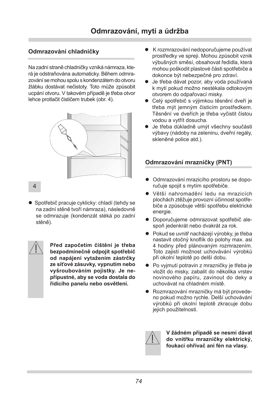 Odmrazování, mytí a údržba | AMICA UKS 16147 DE User Manual | Page 74 / 164