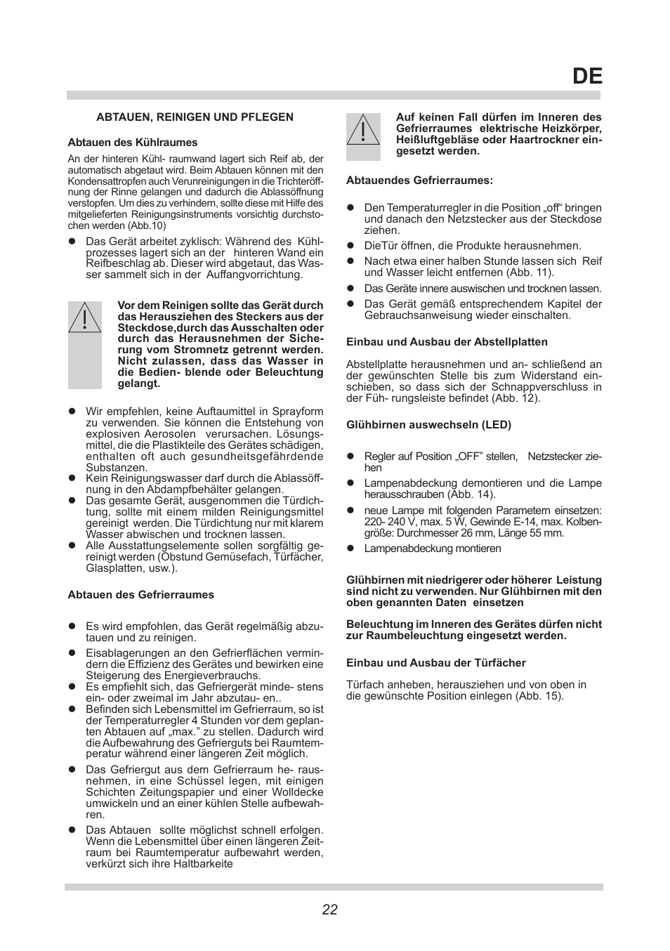 AMICA KS 15423 W DE User Manual | Page 22 / 64