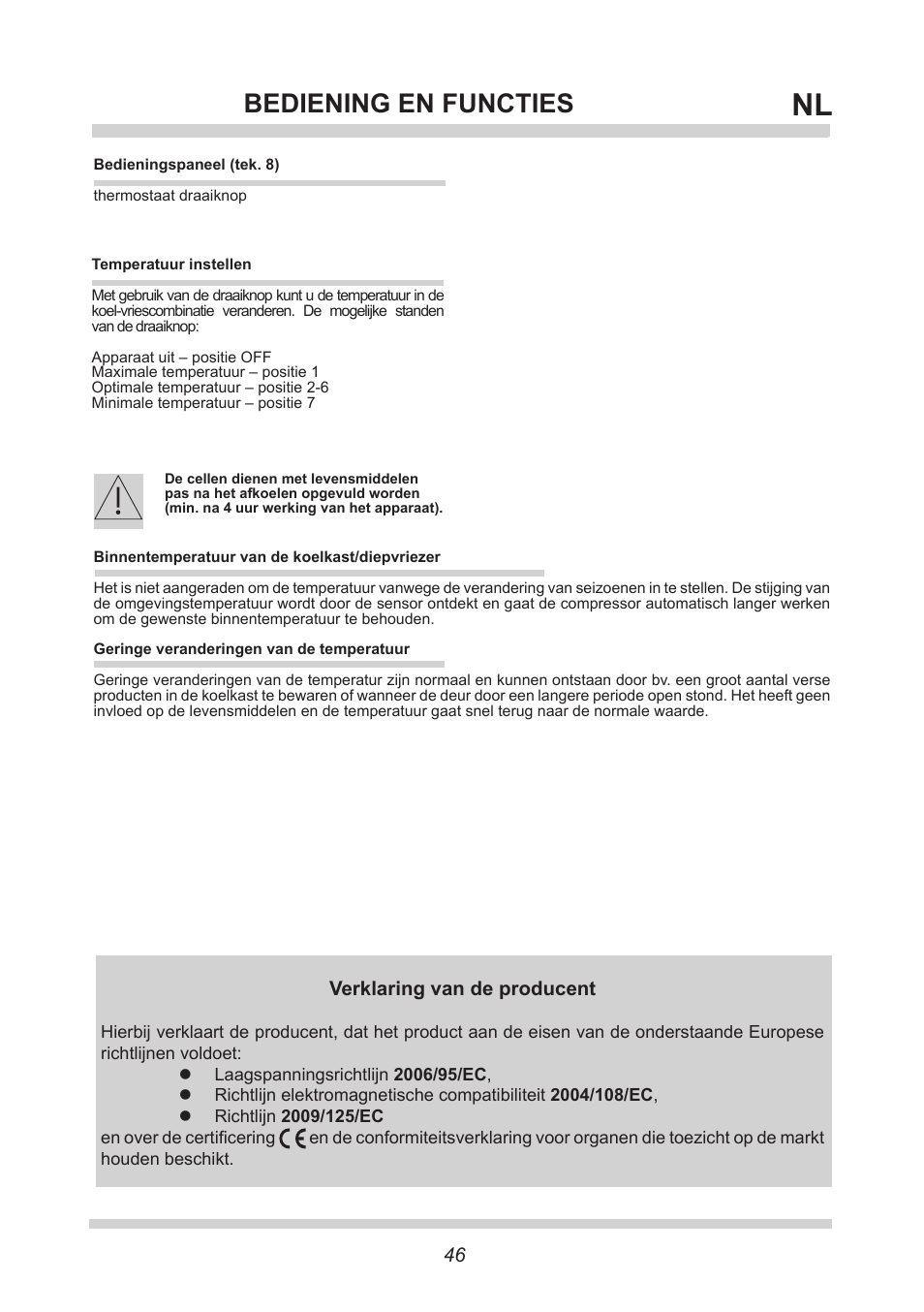 Bediening en functies | AMICA KS 15423 W DE User Manual | Page 46 / 64