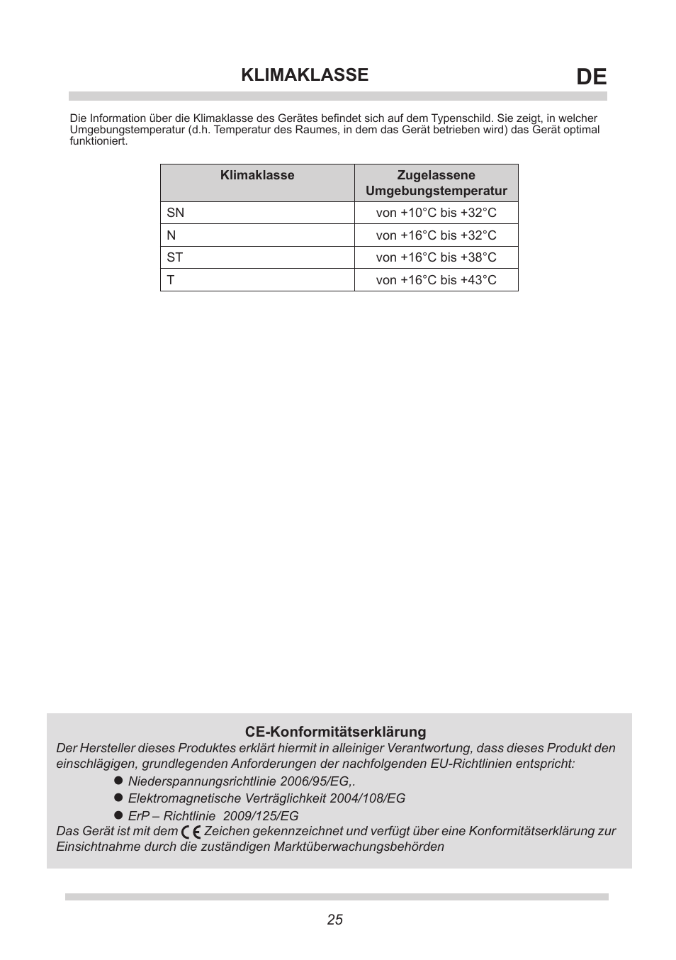 Klimaklasse | AMICA VKS 15422 W DE User Manual | Page 25 / 64