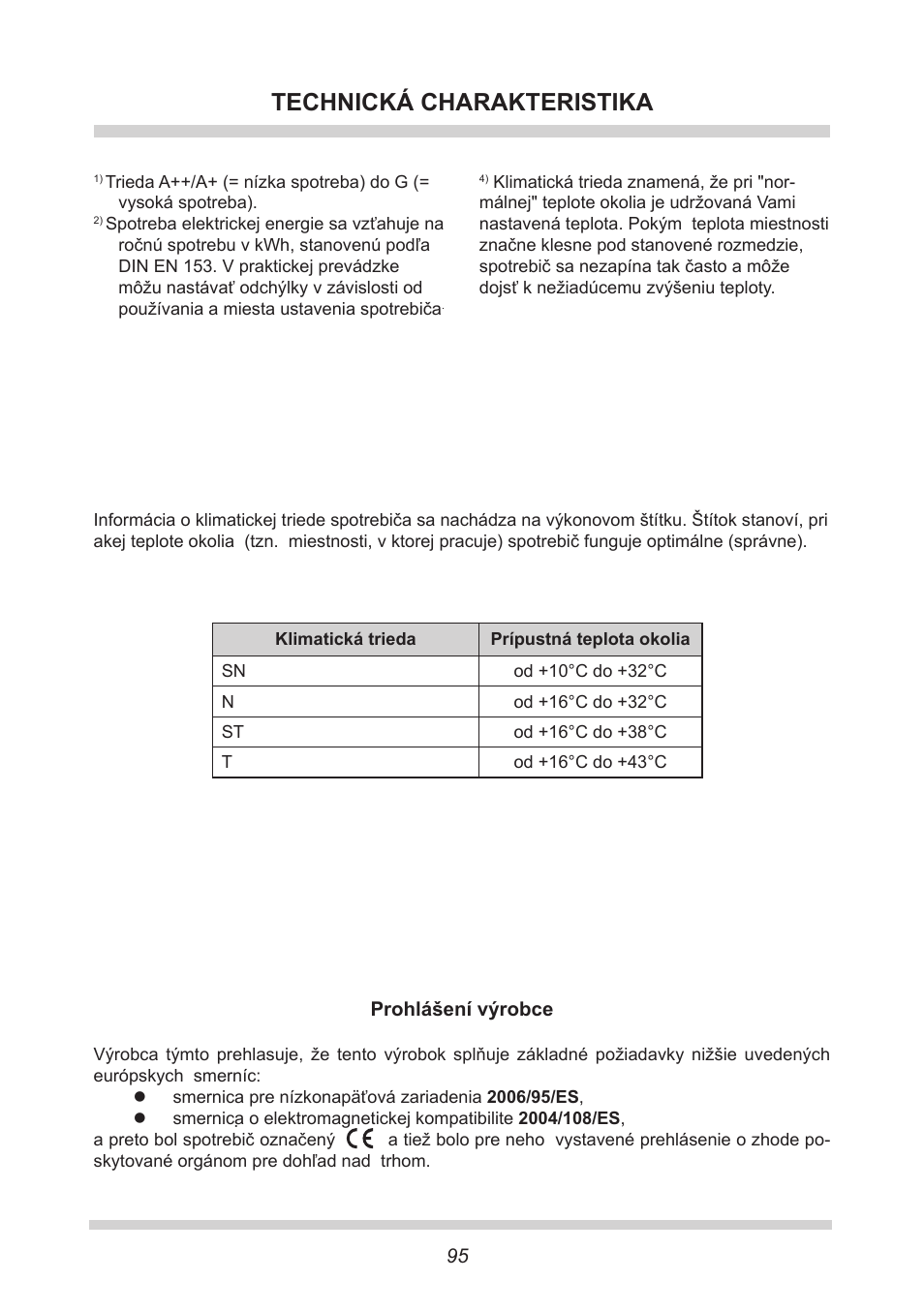 Technická charakteristika | AMICA KB 15340 W DE User Manual | Page 95 / 192