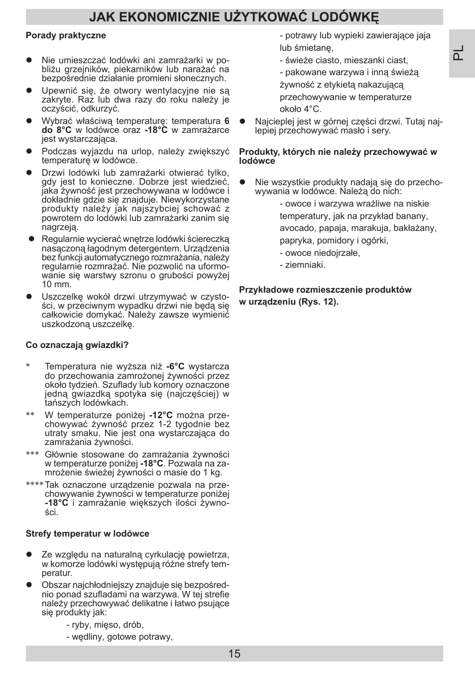 Jak ekonomicznie użytkować lodówkę | AMICA EGS 16183 DE User Manual | Page 15 / 92