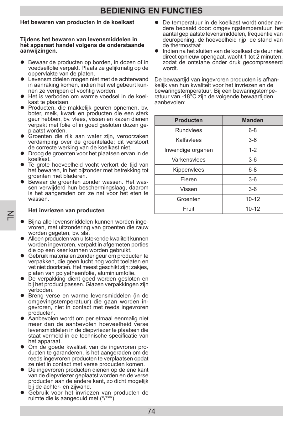 Bediening en functies | AMICA EGS 16183 DE User Manual | Page 74 / 92