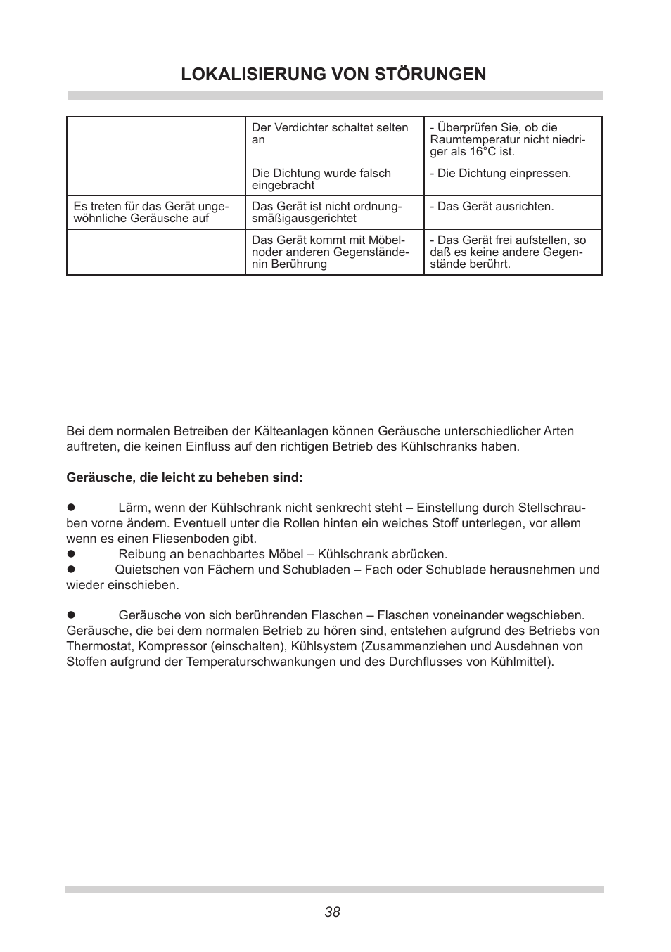 Lokalisierung von störungen | AMICA EGS 16163 DE User Manual | Page 38 / 164