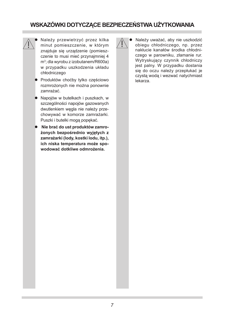 Wskazówki dotyczące bezpieczeństwa użytkowania | AMICA EGS 16163 DE User Manual | Page 7 / 164