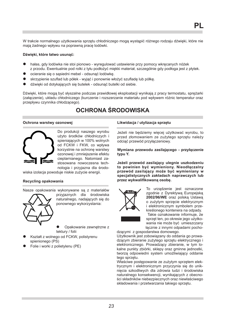 Ochrona środowiska | AMICA GS 15424 W DE User Manual | Page 23 / 60